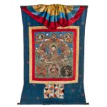 Seltenes Applikationsthangka mit der Darstellung des „Kostbaren Guru“ Padmasambhava