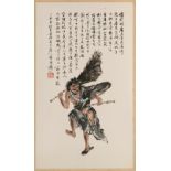 Malerei des Mönchs Ji Gong, Tusche und Farben auf Papier