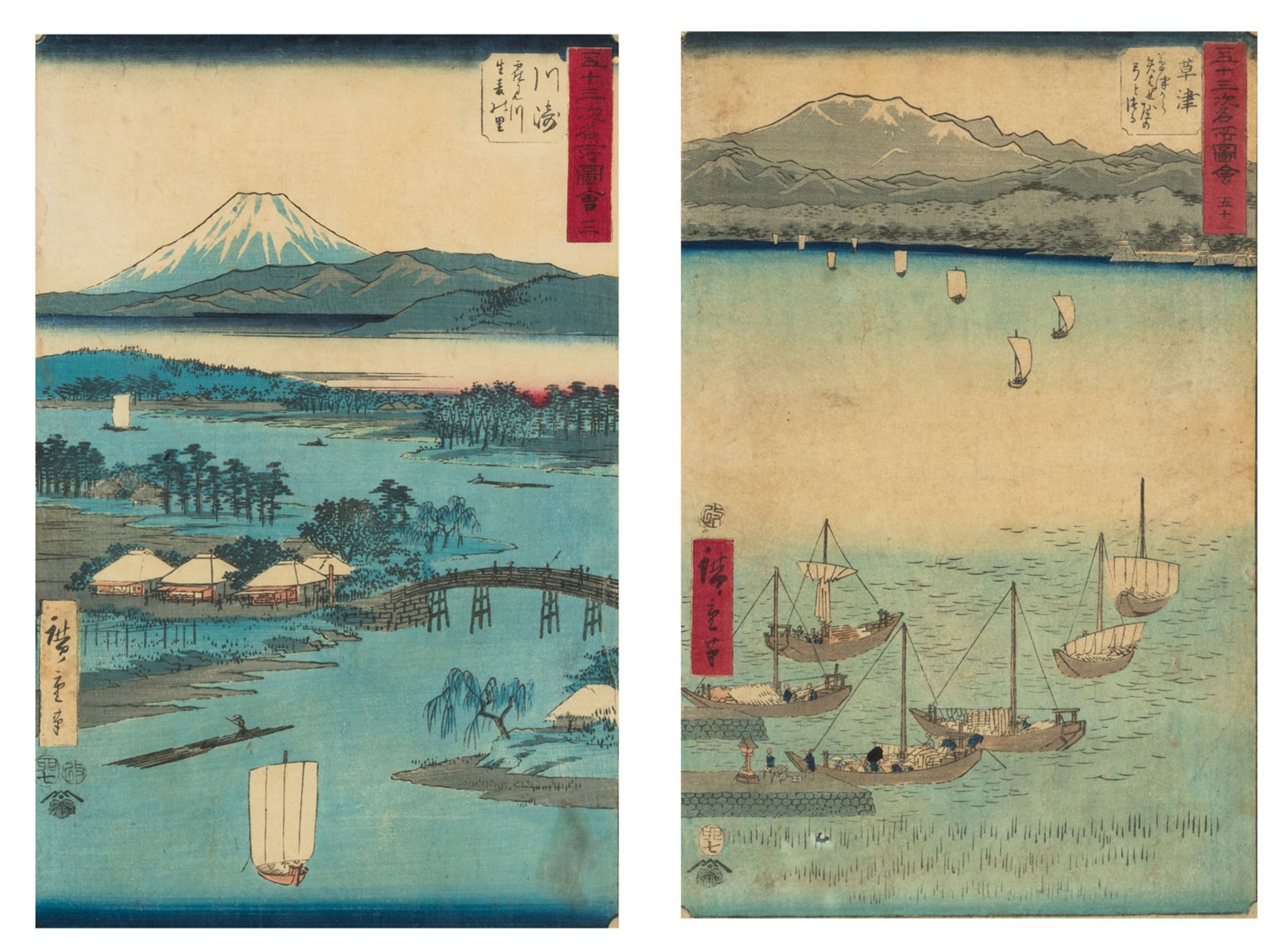 TWO OBAN PRINTS BY UTAGAWA HIROSHIGE