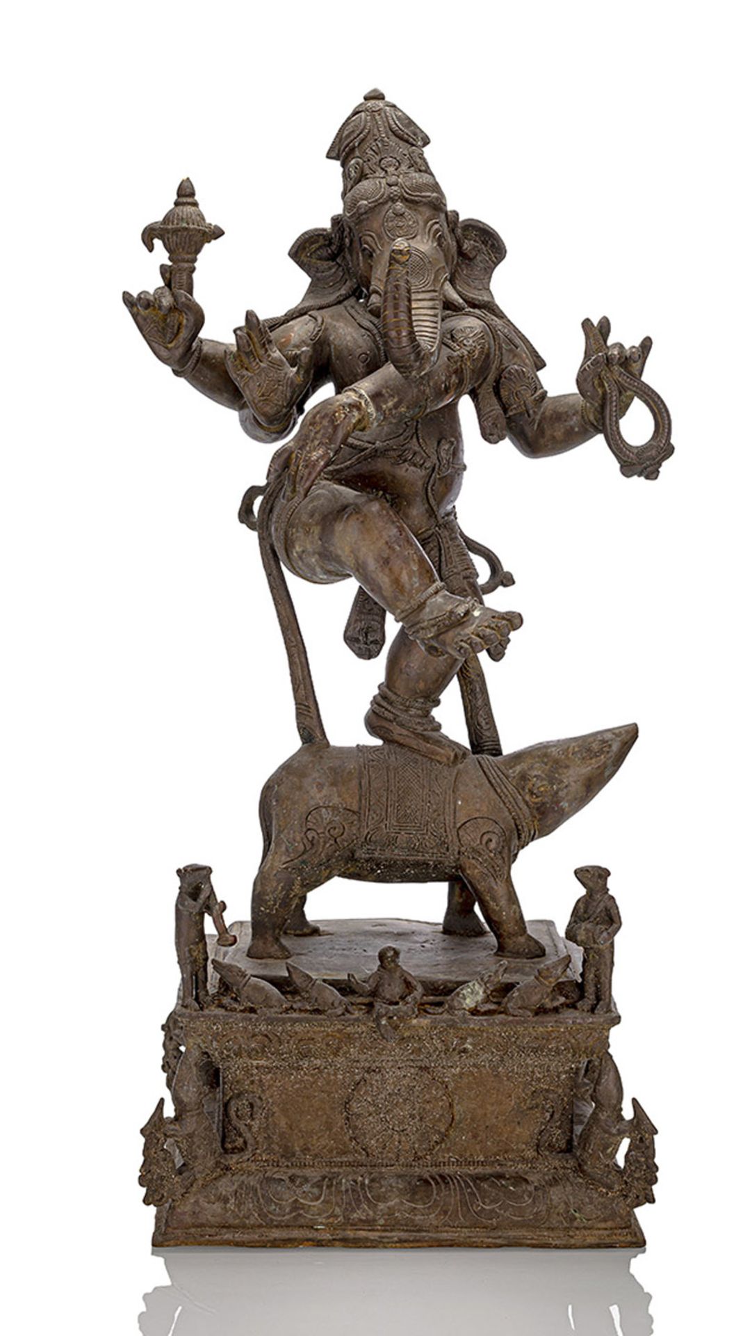 Bronze des Ganesha auf einer Ratte tanzend