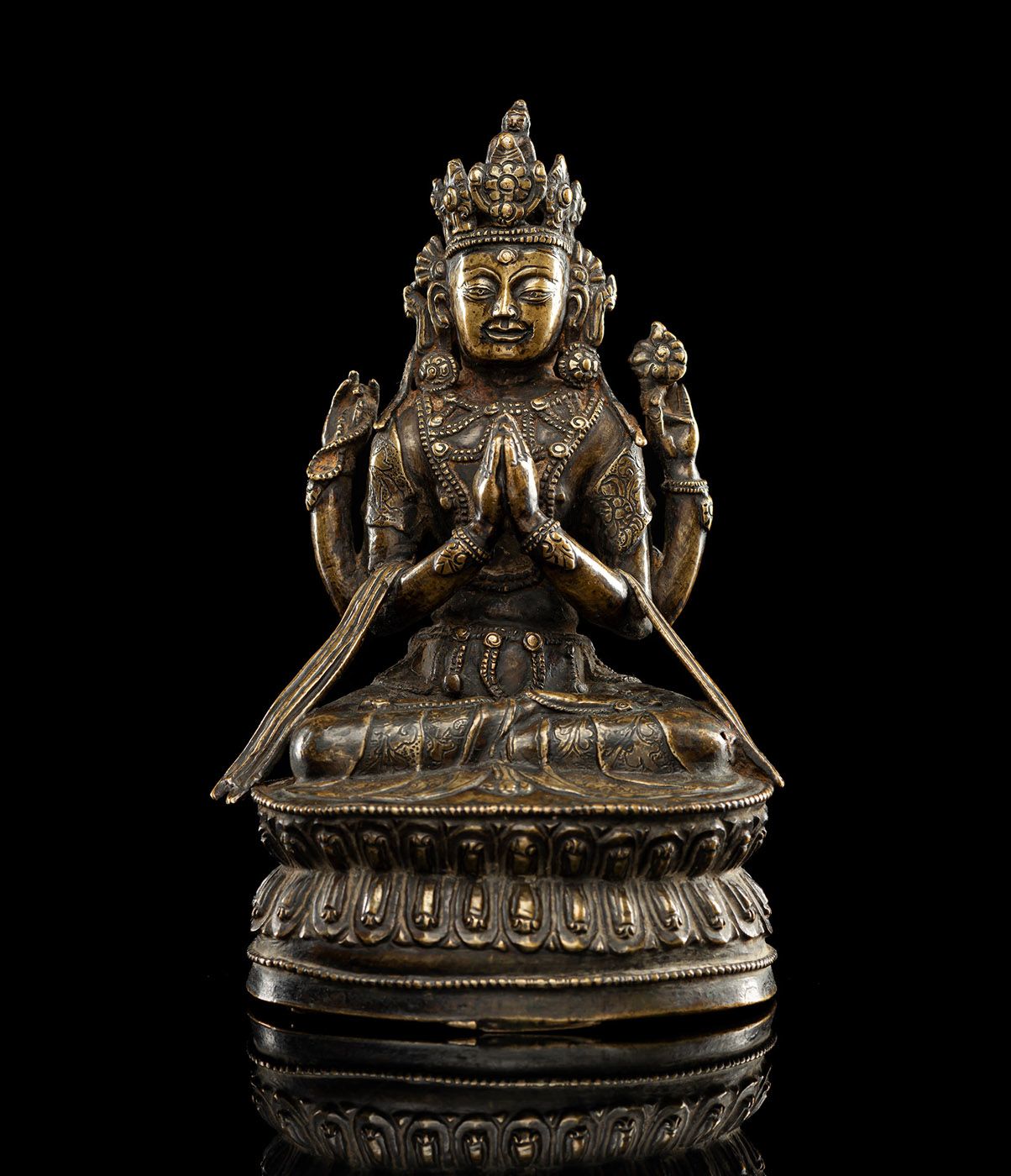 A BRONZE FIGURE OF SHADAKSHARILOKESHVARA