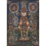 Thangka mit Loka Purusha Cosmic Man