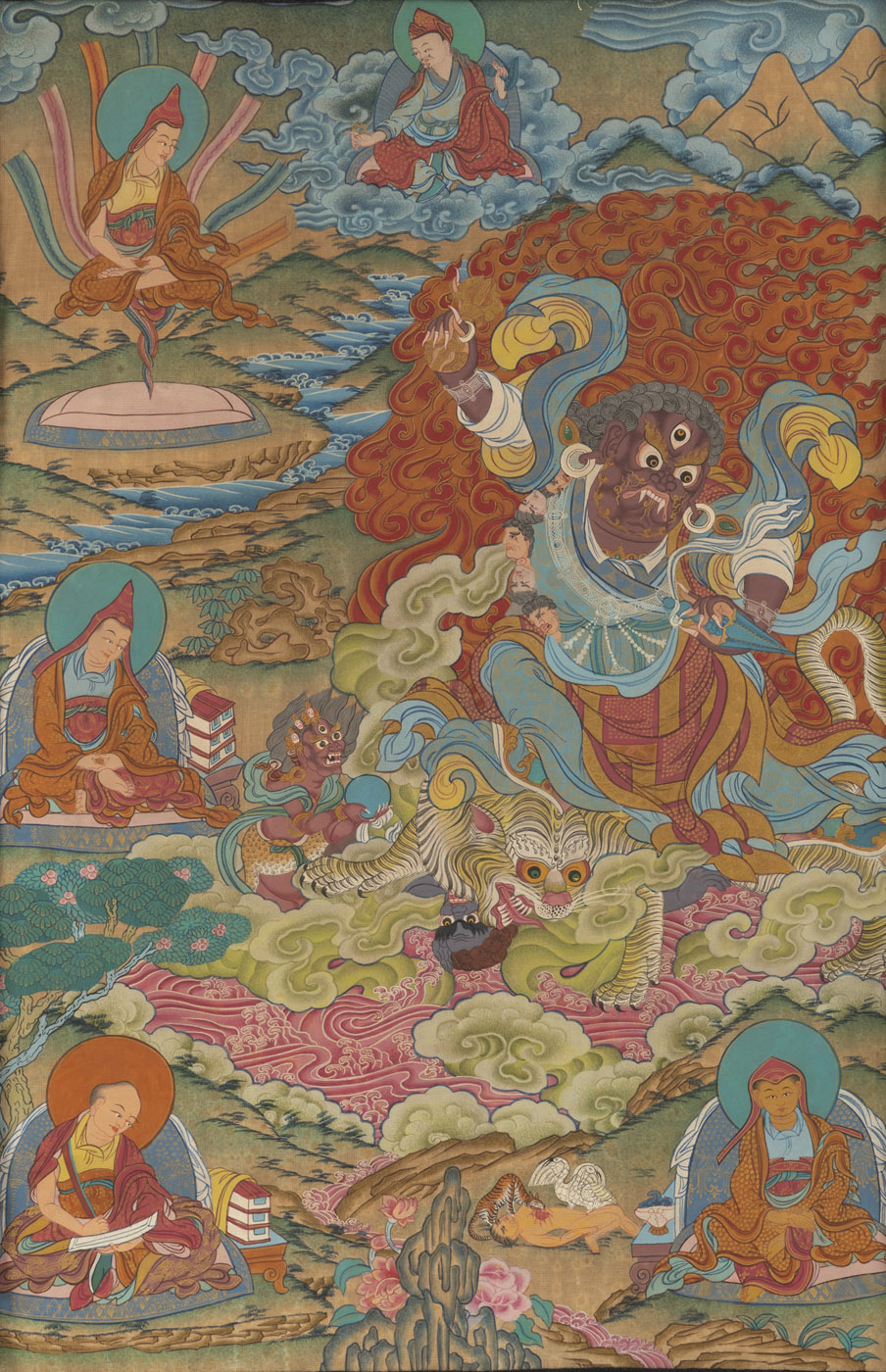 A GROUP OF NINE THANGKA DEPICTING BUDDHA, MAHAKALA AND OTHERS - Image 3 of 27