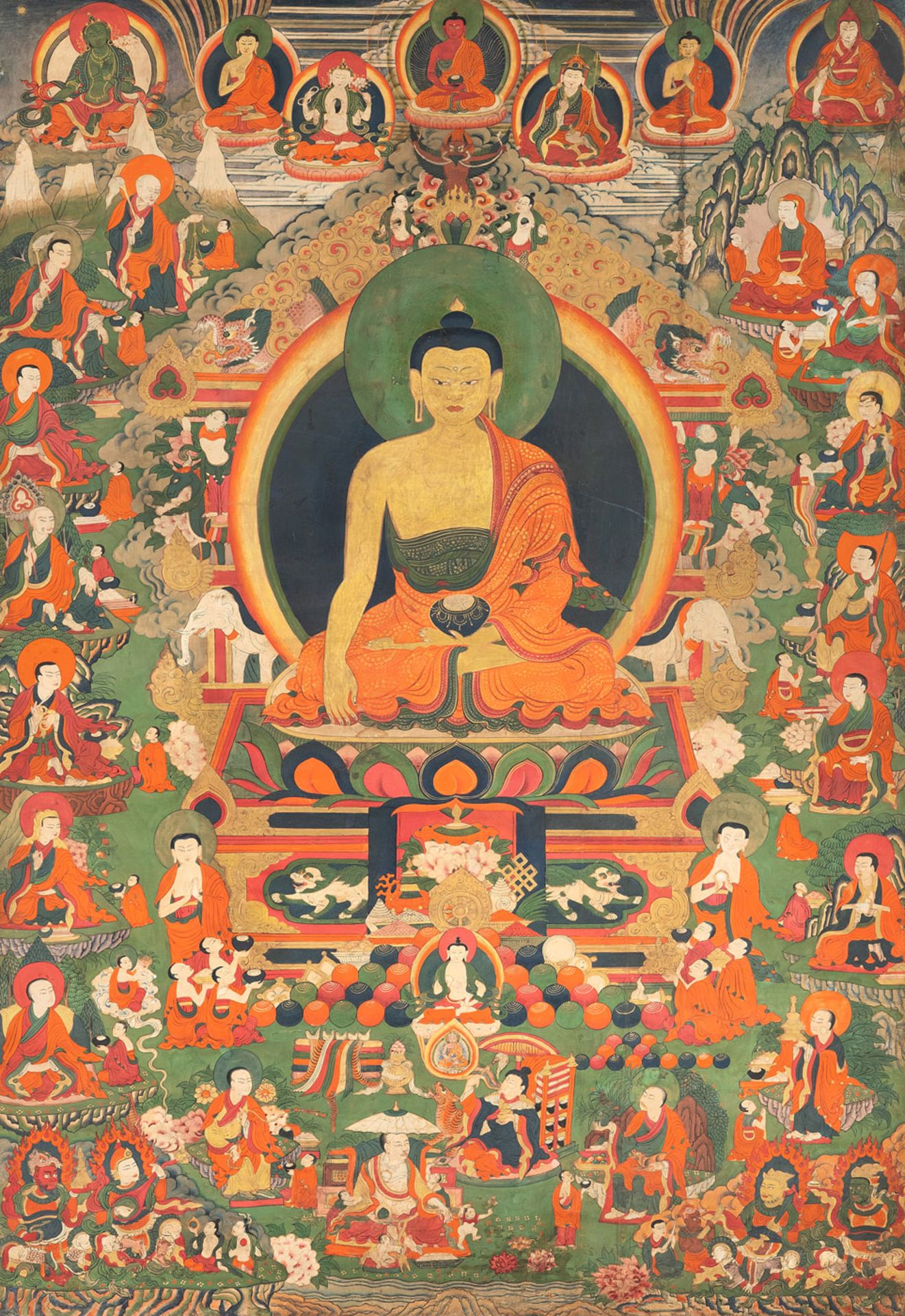 A THANGKA DEPICTING BUDDHA SHAKYAMUNI