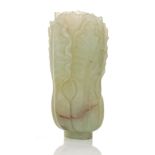 Vase aus hellgrüner Jade in Form eines Chinakohls