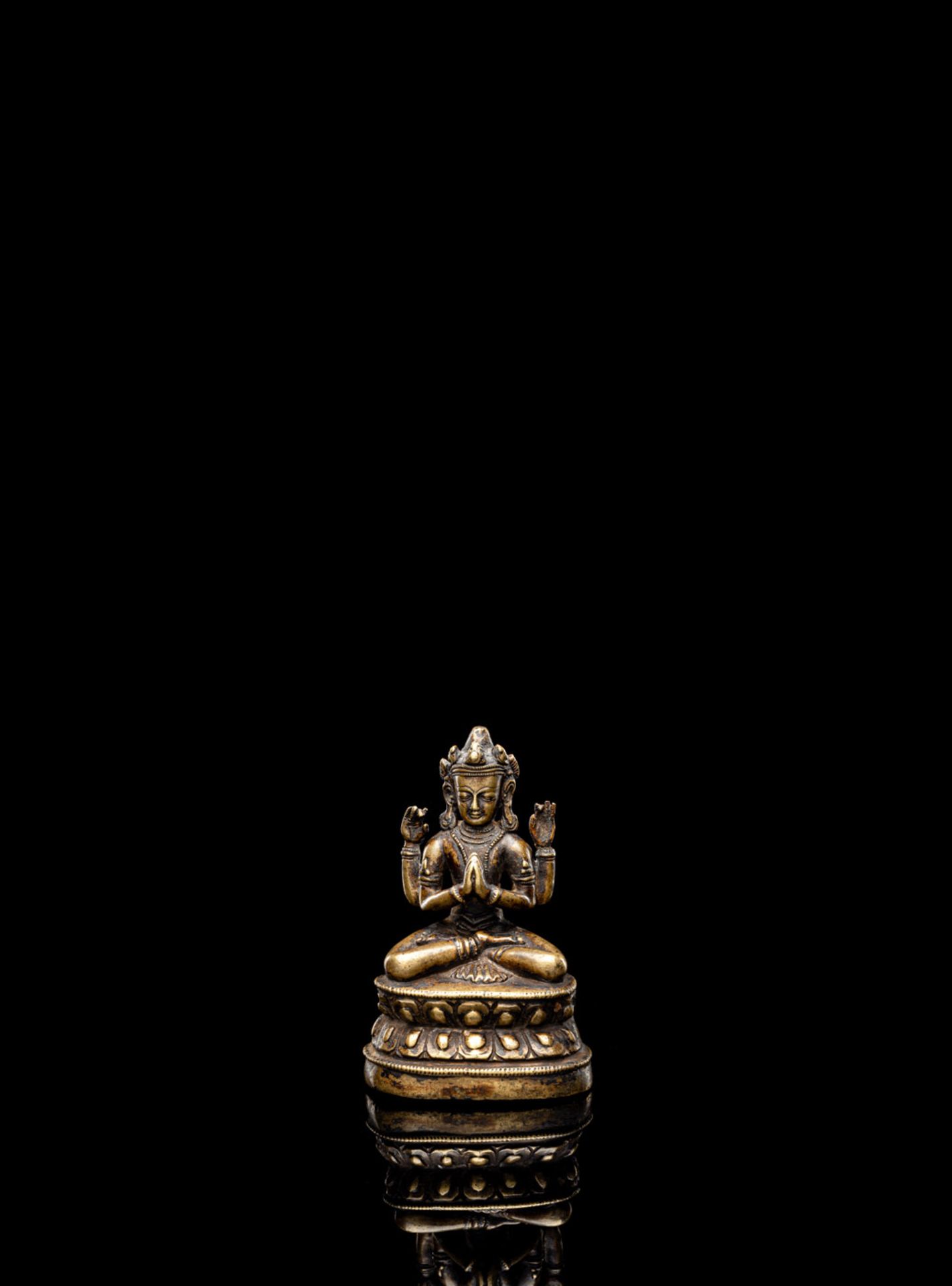 A BRONZE FIGURE OF SADAKSHARILOKESHVARA