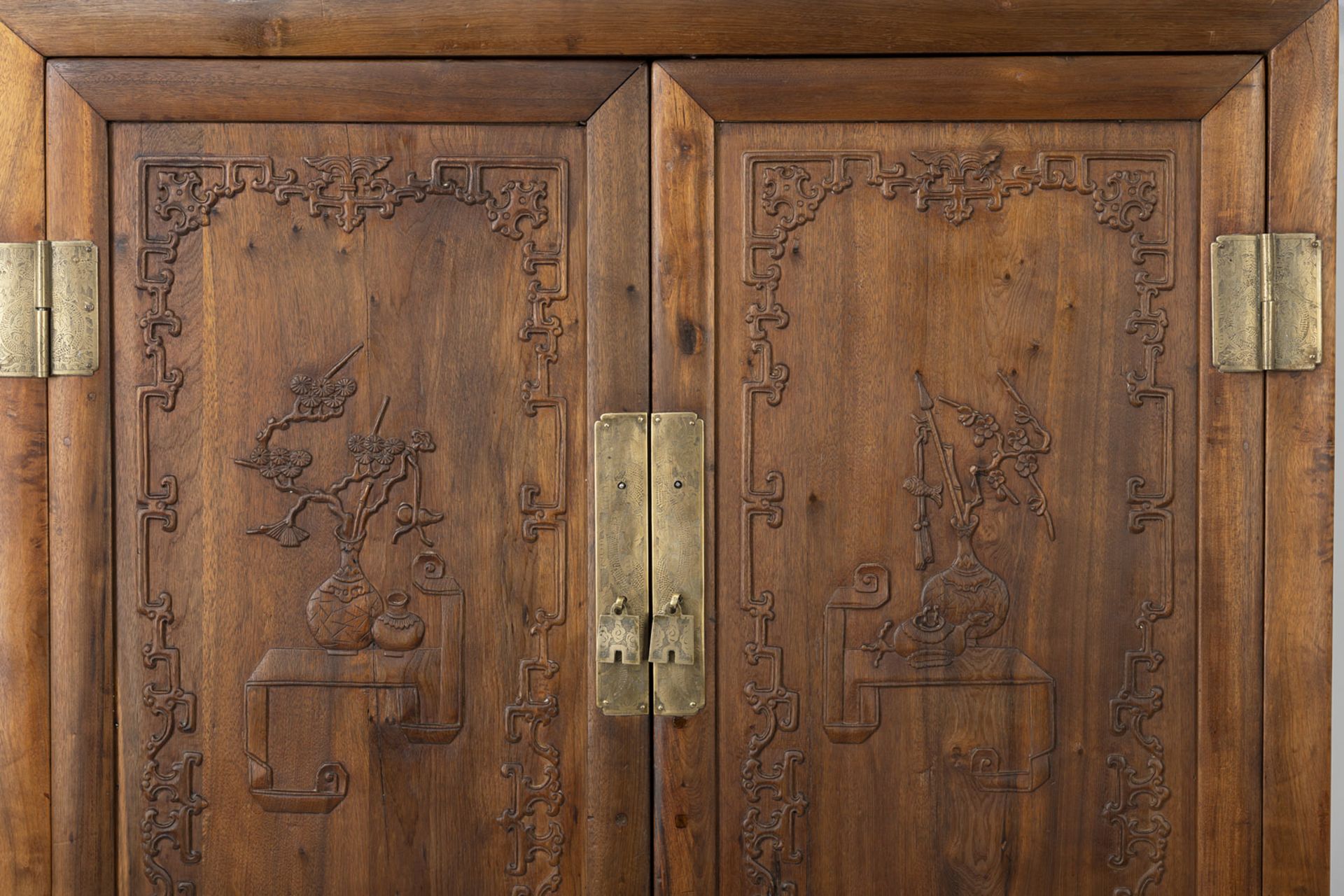 ERRATUM: A PAIR OF BROWN WOOD COMPOUND CABINETS WITH ANTIQUITIES IN LOW RELIEF - Image 15 of 15