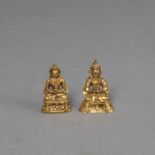 Zwei feuervergoldete Miniaturbronzen des Amitayus