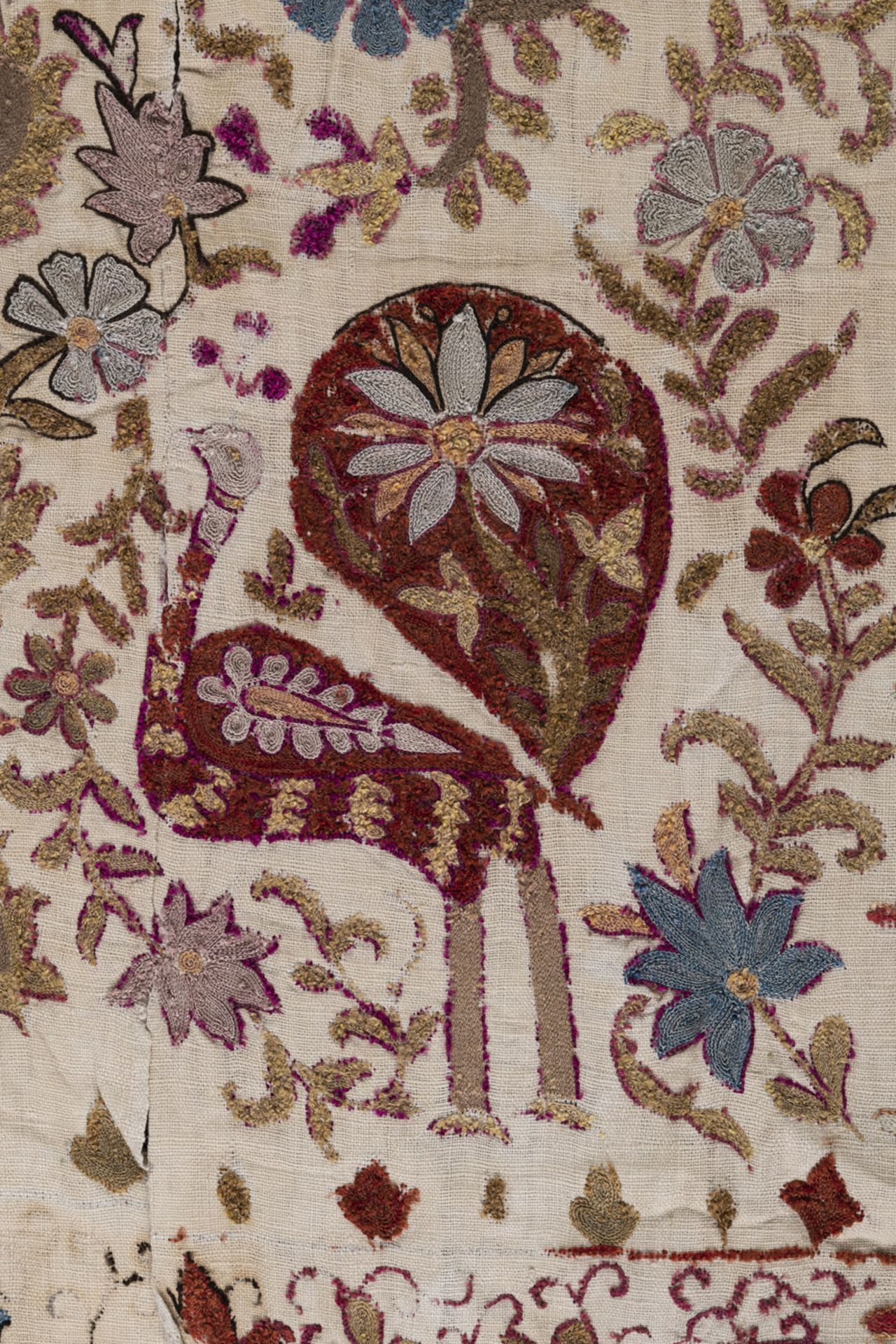 A SUZANI PRAYER EMBROIDERY ON COTTON FOUNDATION - Image 2 of 6