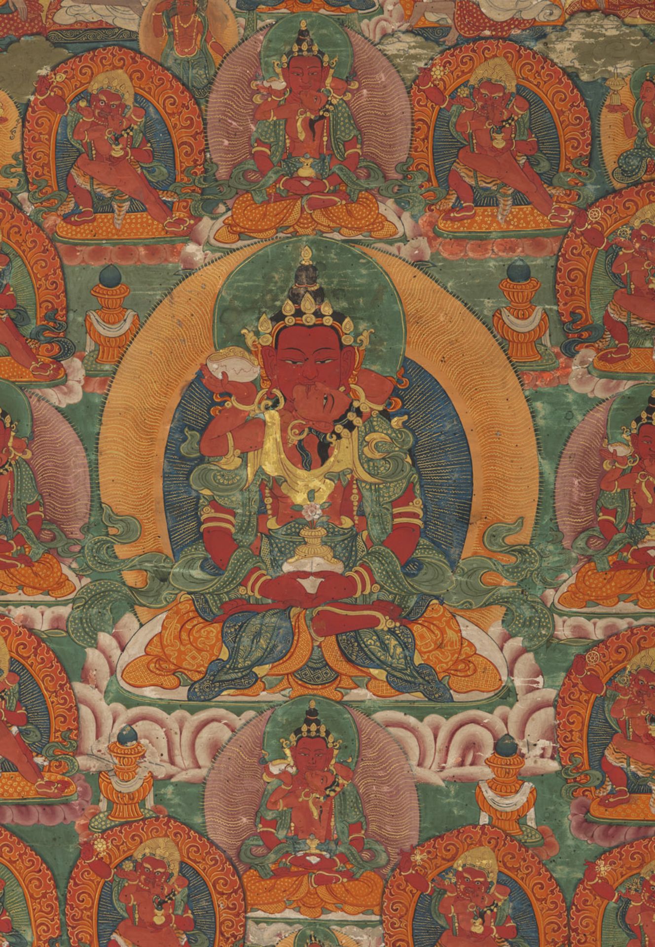 A THANGKA DEPICTING AN ESOTERIC FORM OF AMITAYUS - Image 2 of 5