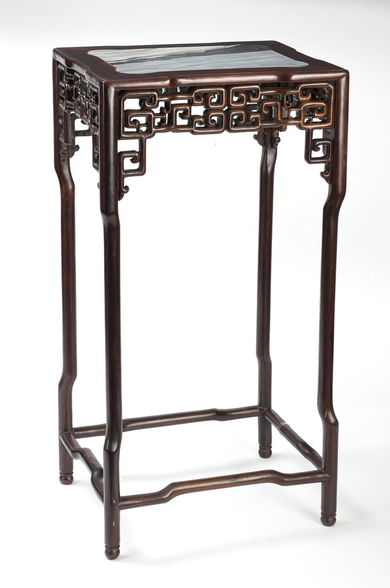 A WOOD STAND WITH INLAID 'DREAMSTONE' PANEL - Image 3 of 4