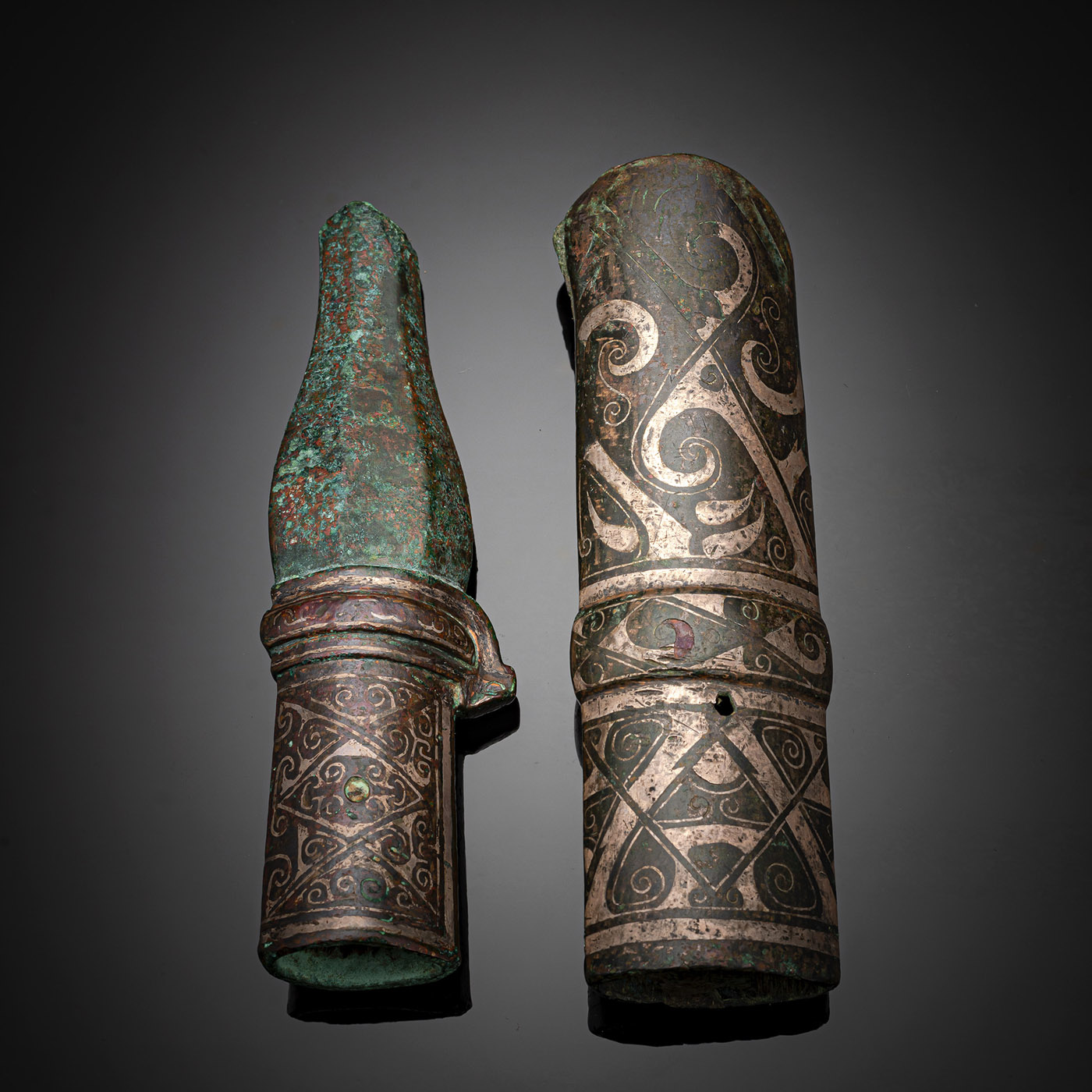 TWO FINE SILVER-INLAID BRONZE FITTINGS - Image 2 of 2