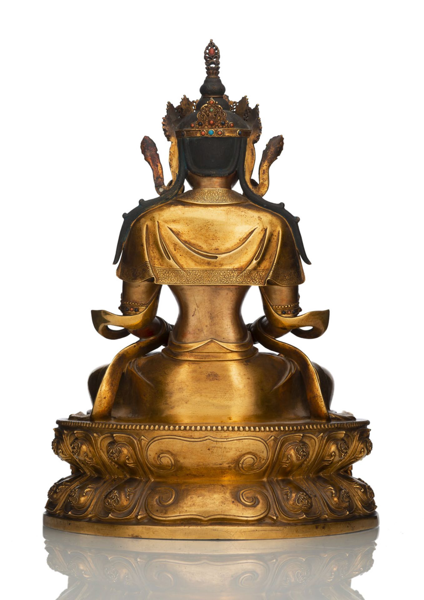 A VERY FINE GILT-BRONZE FIGURE OF AMITAYUS - Image 2 of 19