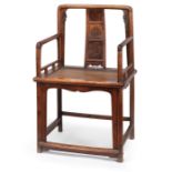 A FINE HUANGHUALI AND BURLWOOD CHAIR