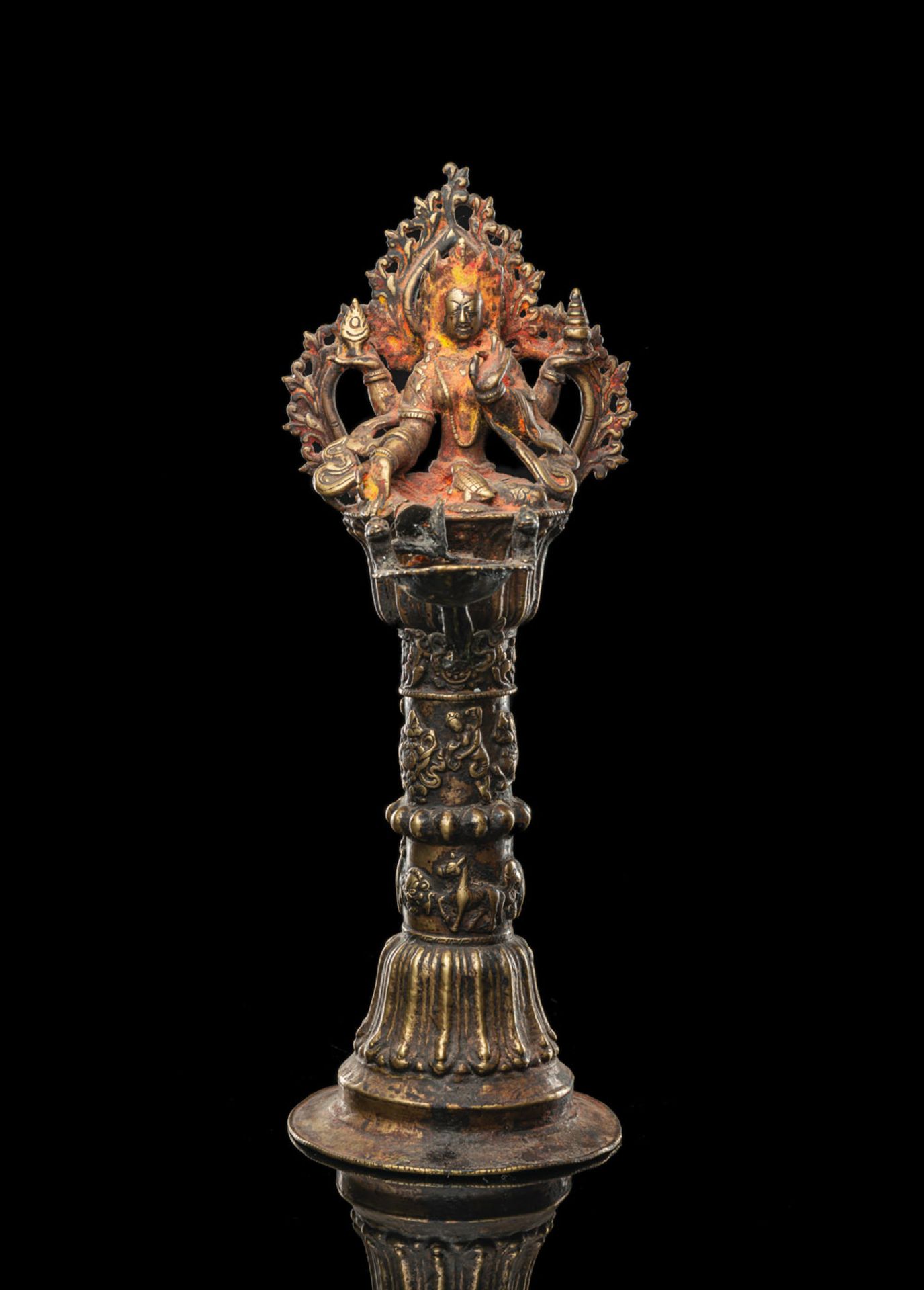 A BRONZE OILLAMP