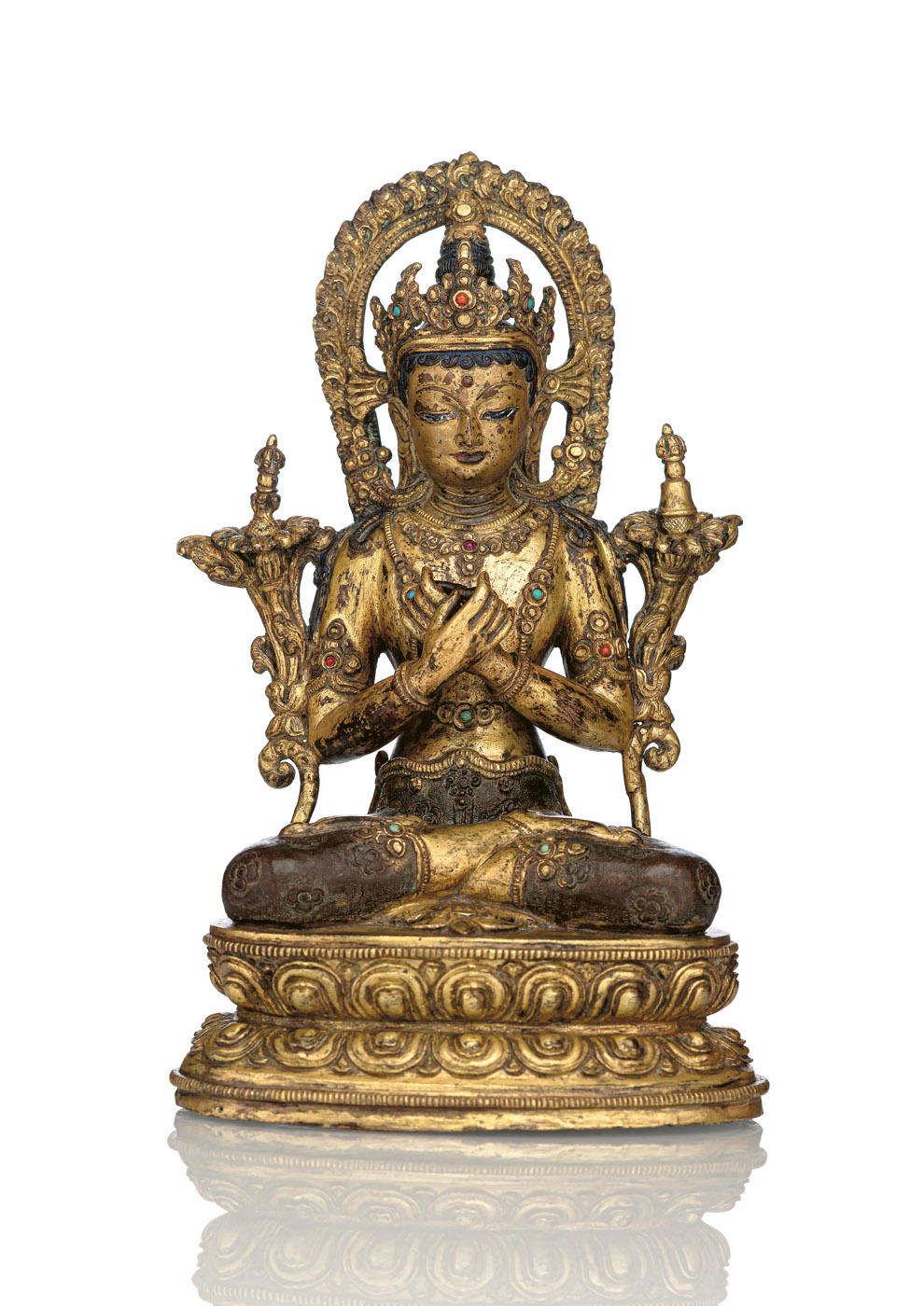 A PART-GILT BRONZE FIGURE OF VAJRADHARA