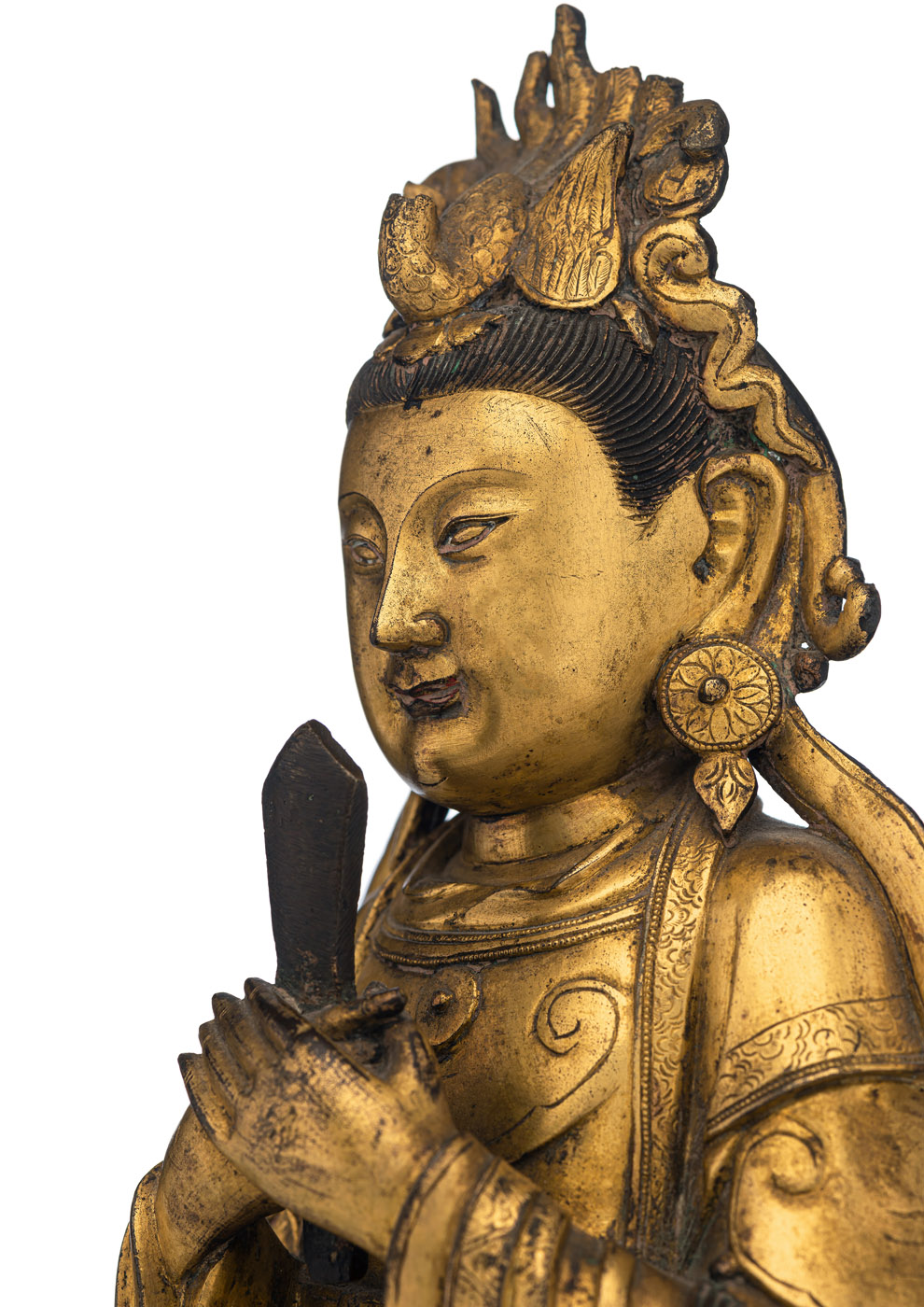 A GILT-BRONZE FIGURE OF THE DAOIST ‘GODDESS OF THE MORNING CLOUDS’, BIXIA YUANJUN - Image 4 of 8