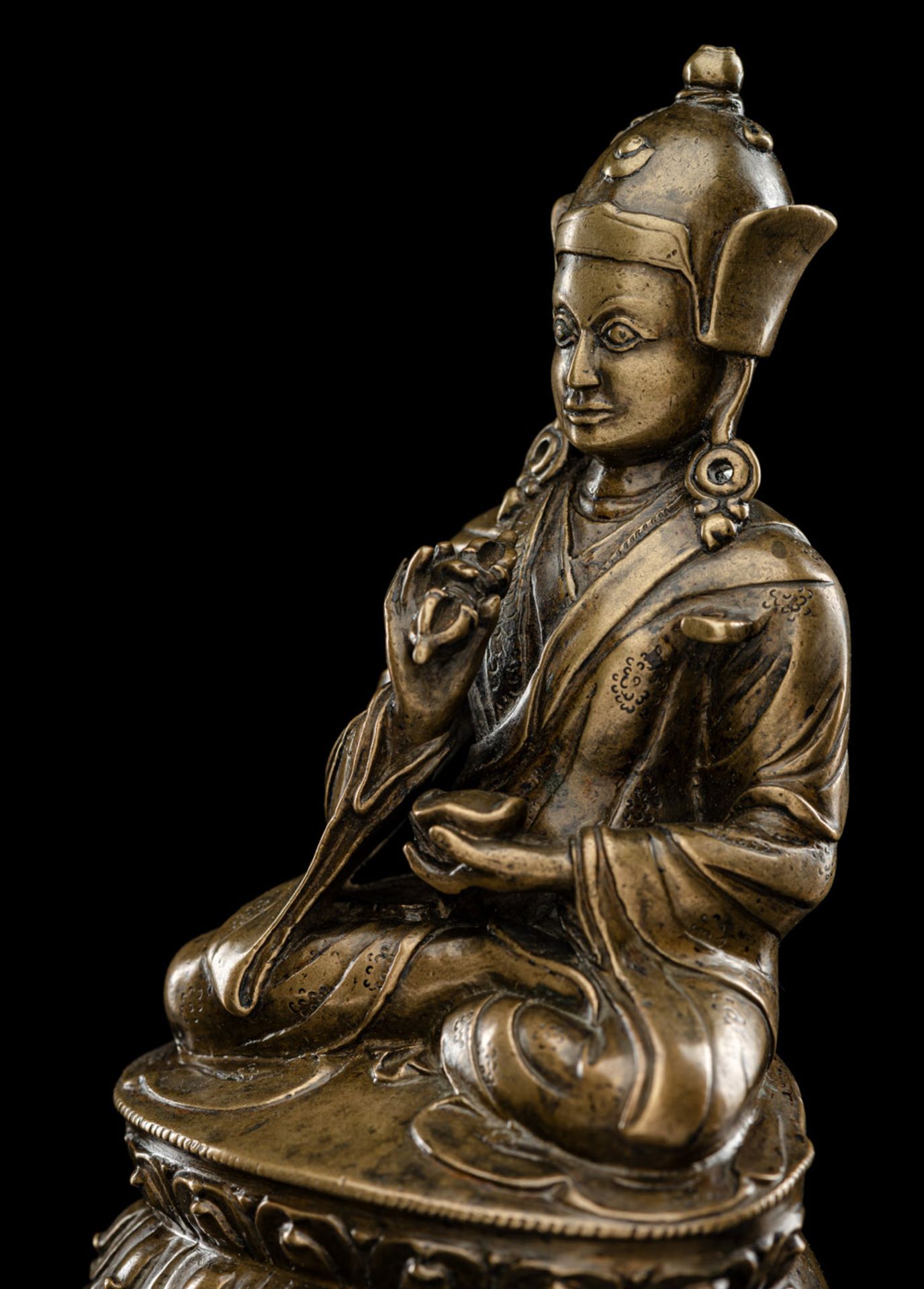 A BRONZE FIGURE OF PADMASAMBHAVA - Image 2 of 4