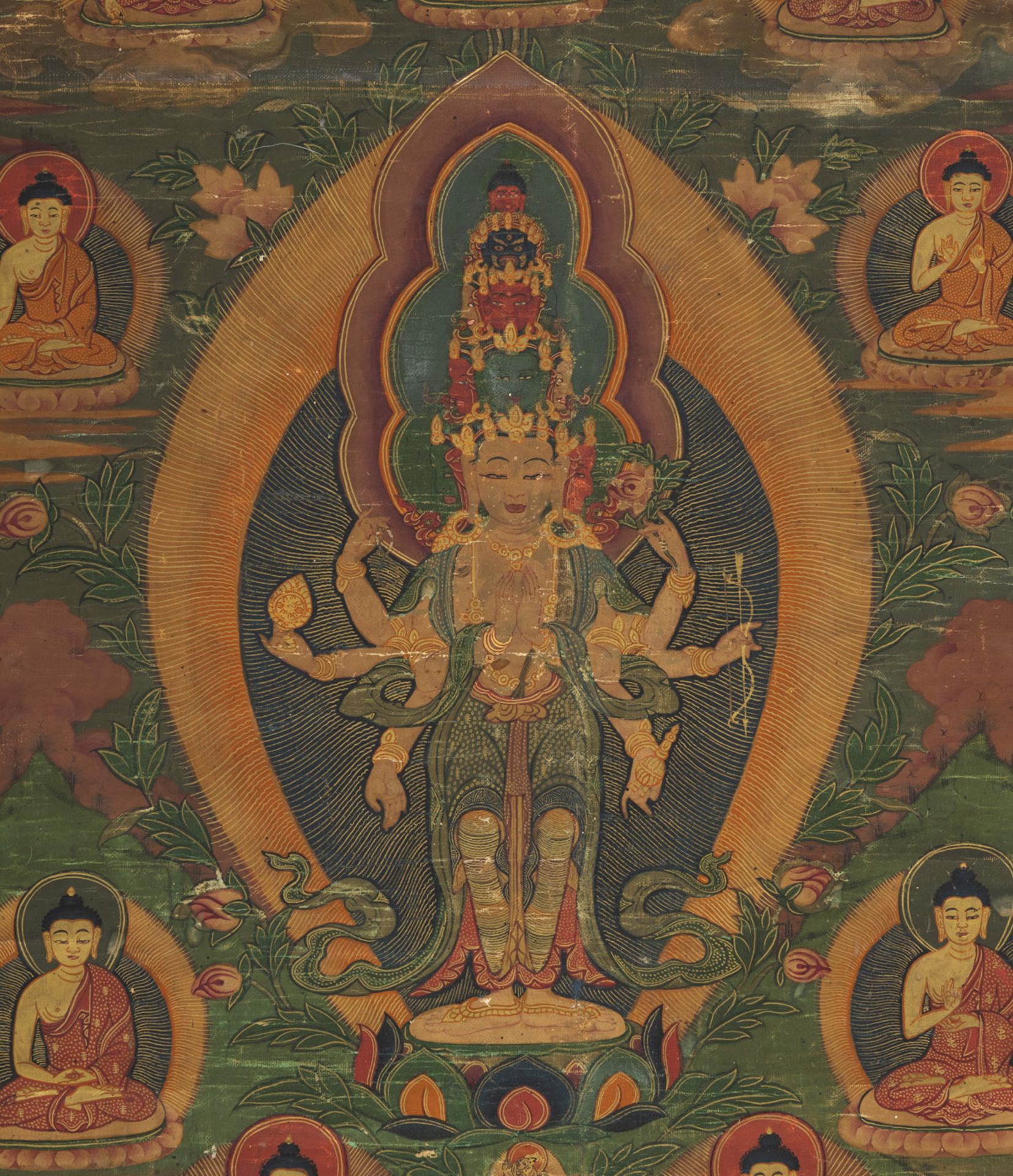 Thangka des Buddha Shakyamuni und Thangka des Avalokiteshvara und Shakyamuni - Bild 6 aus 8