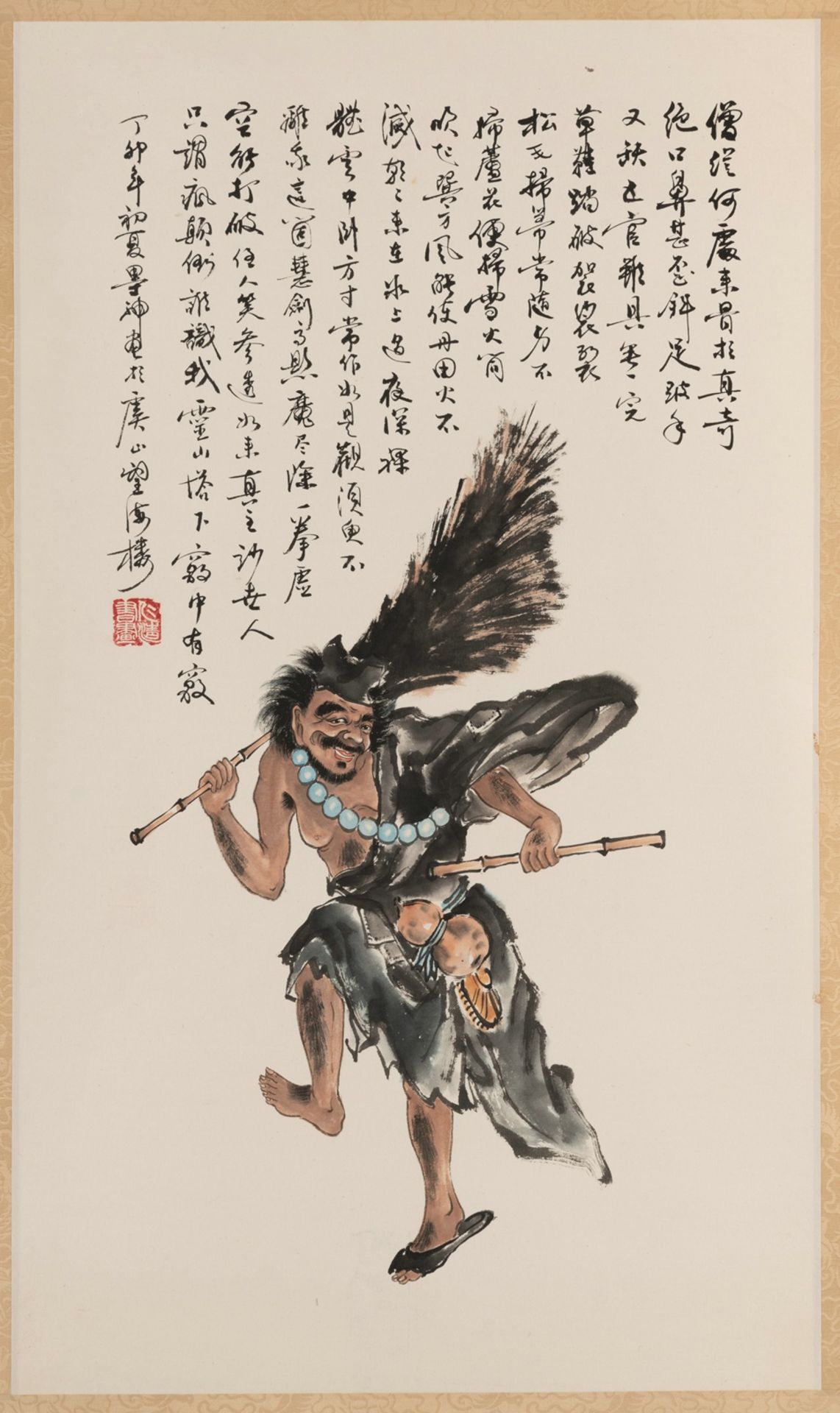 Malerei des Mönchs Ji Gong, Tusche und Farben auf Papier - Bild 4 aus 6