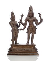 Bronzegruppe mit Darstellung der Vermählung von Uma und Shiva