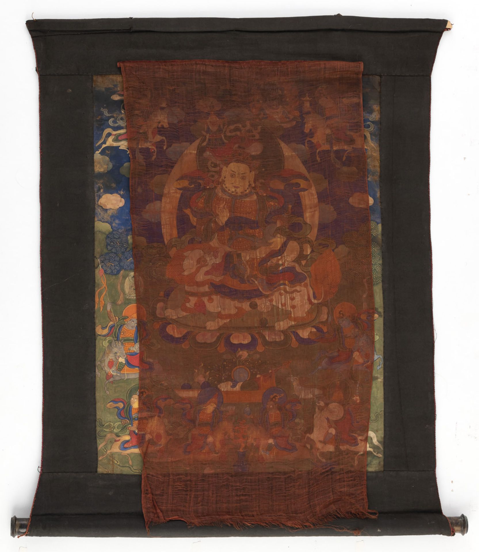 Gruppe von vier Thangka bzw. Tsagli, u.a. Avalokiteshvara und Vaishravana, teils monitiert - Bild 6 aus 9