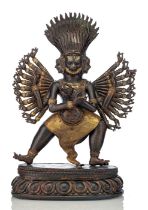 Große partiell feuervergoldete Darstellung einer tantrischen Gottheit