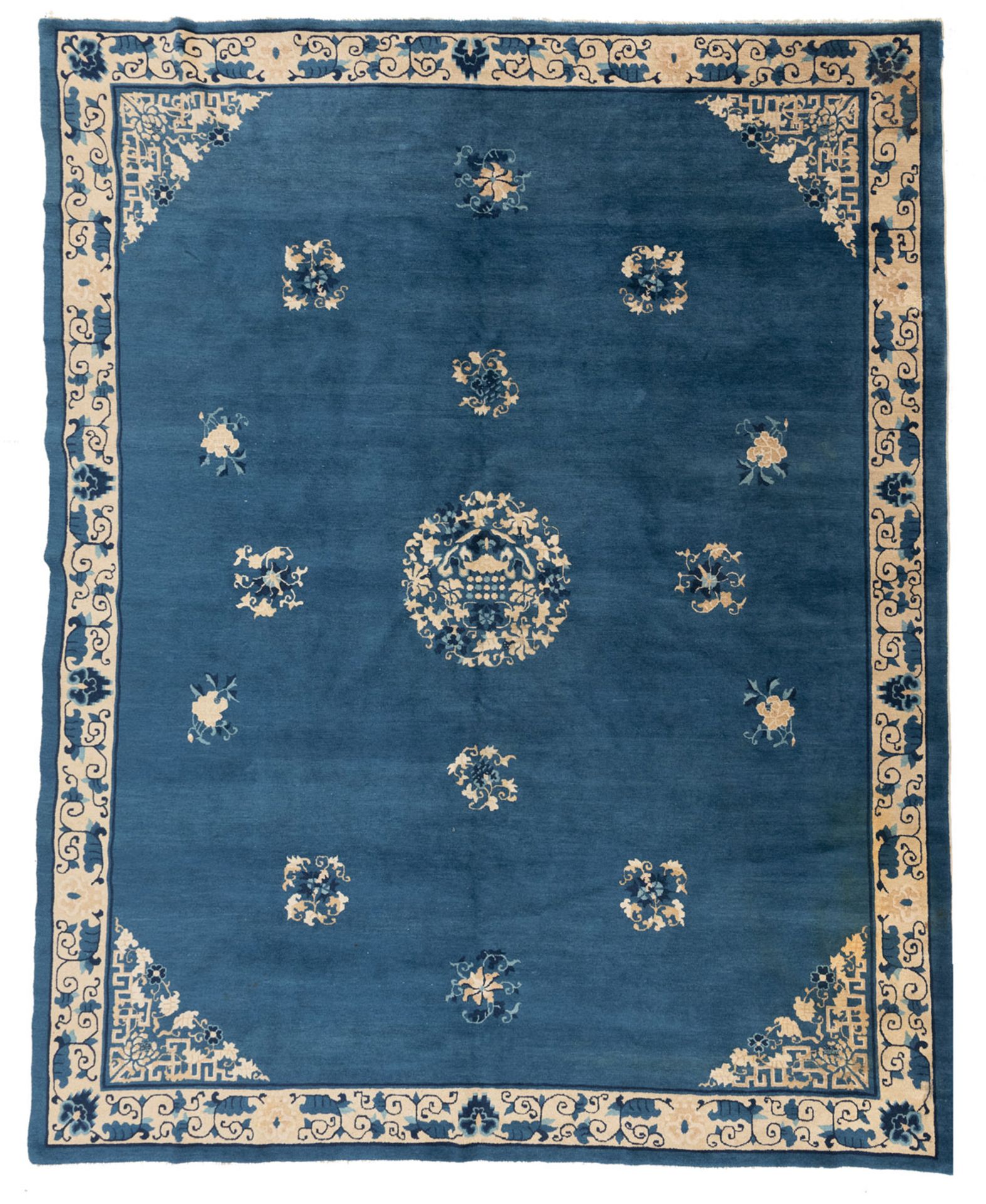 A BLUE GROUND PEKING CARPET