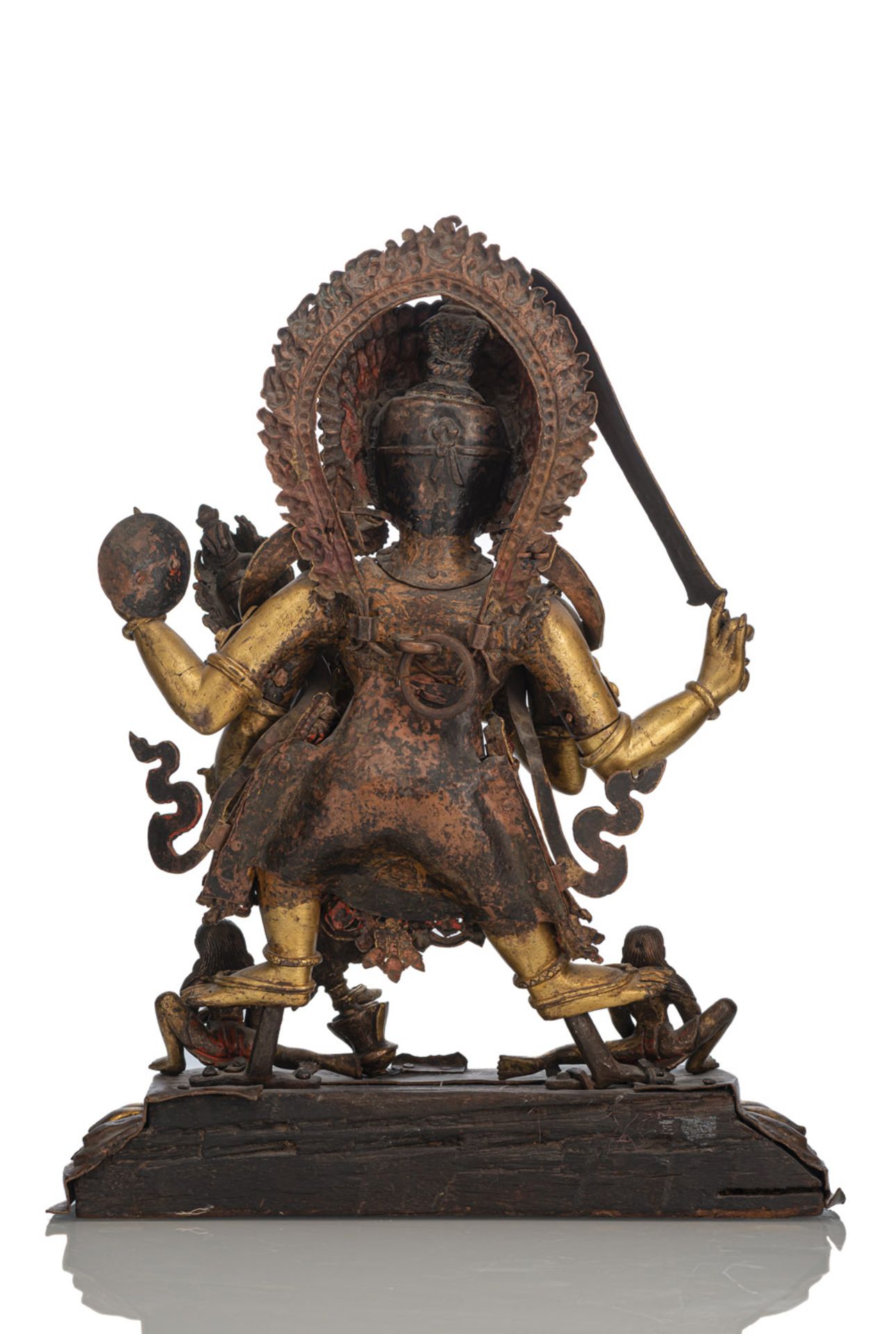 A LARGE AND MASSIVE GILT-BRONZE GROUP OF BHAIRAVA - Image 2 of 4