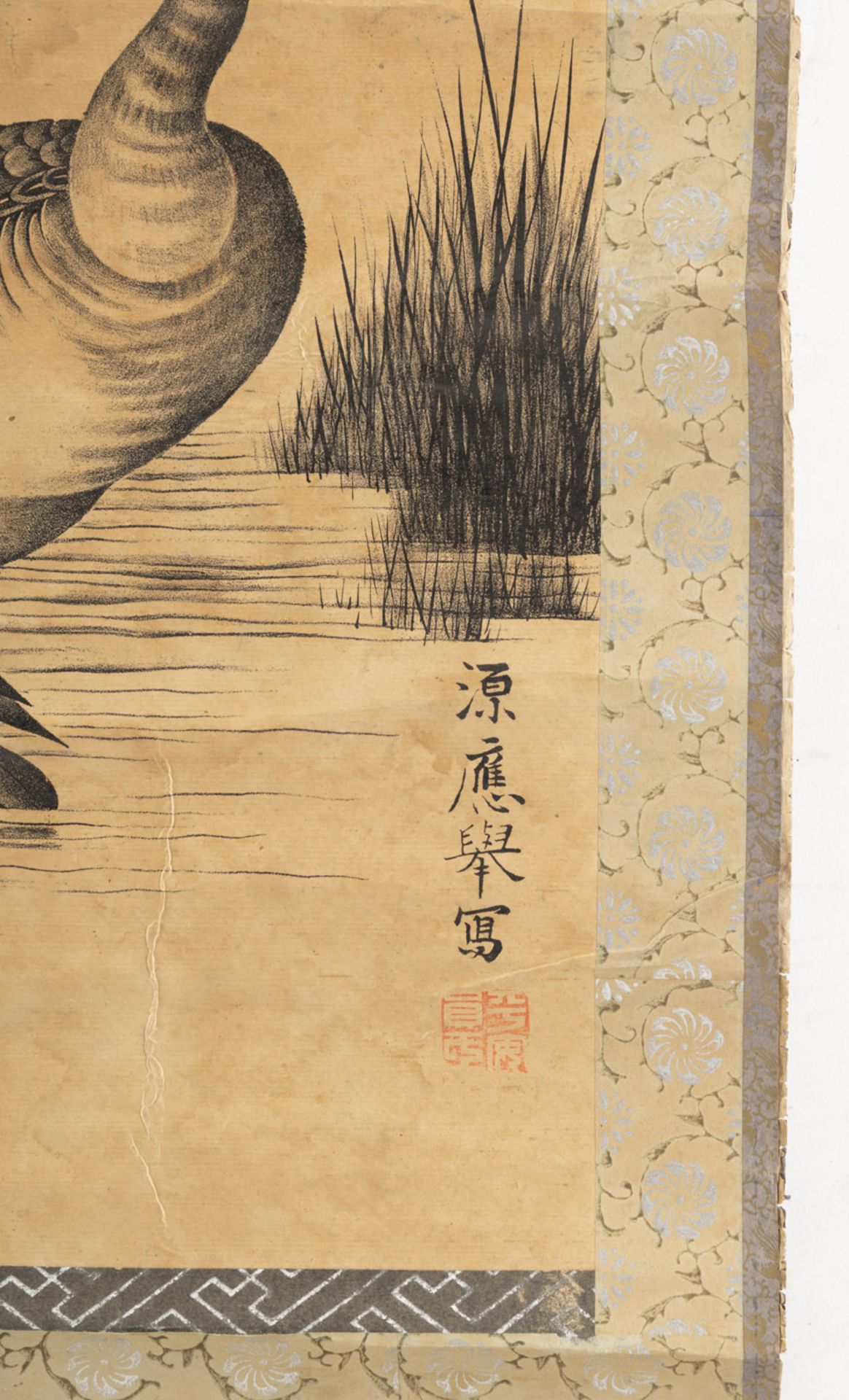 FOUR HANGING SCROLLS WITH DIFFERENT DEPICTIONS: ESCAPE FROM THE RAIN, A RIVER LANDSCAPE, A PAIR OF - Image 11 of 17