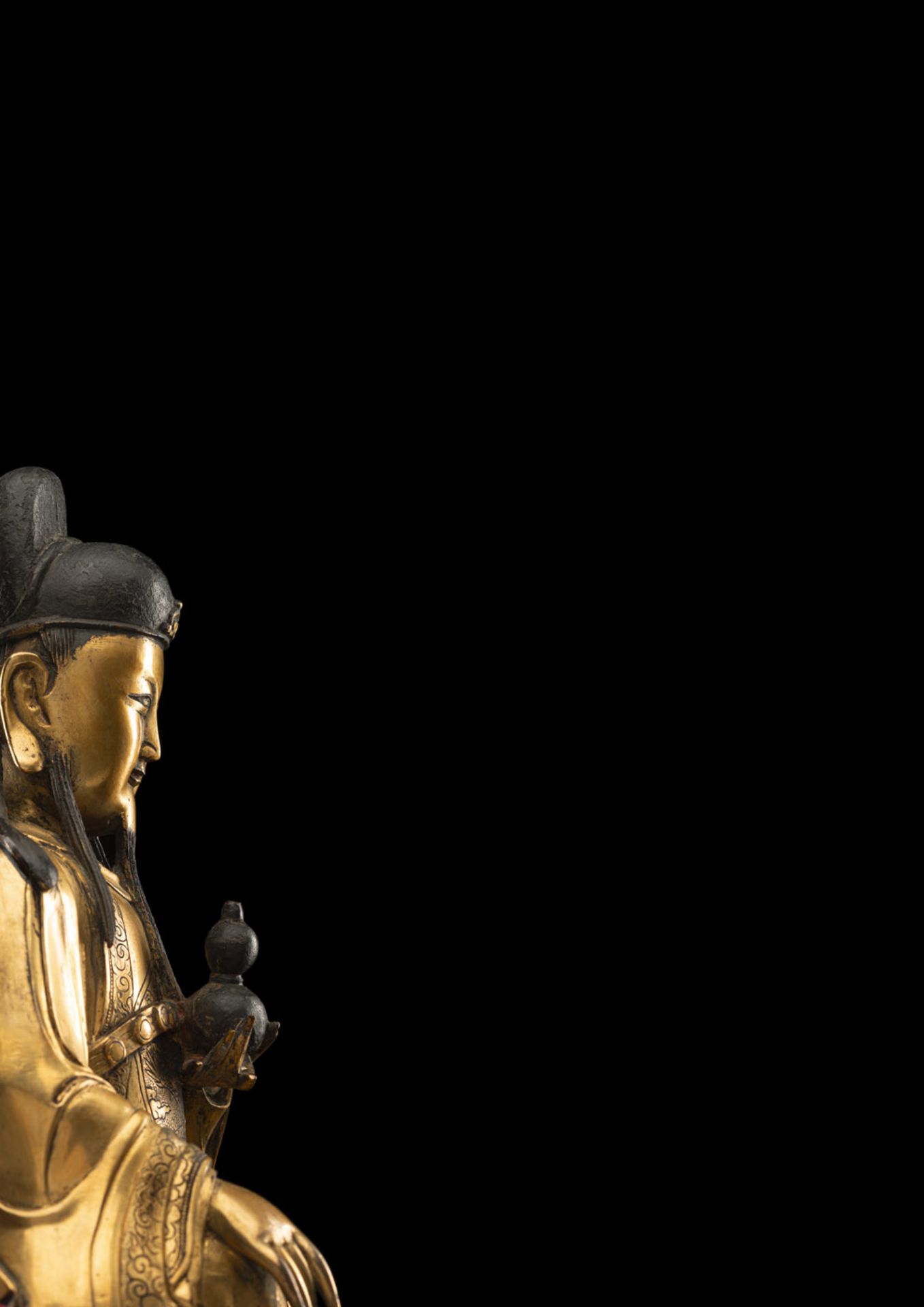 Seltene und große feuervergoldete Bronze des Königs der Medizin 'Yaowang' - Bild 4 aus 9