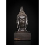 Kopf des Buddha Shakyamuni aus Bronze