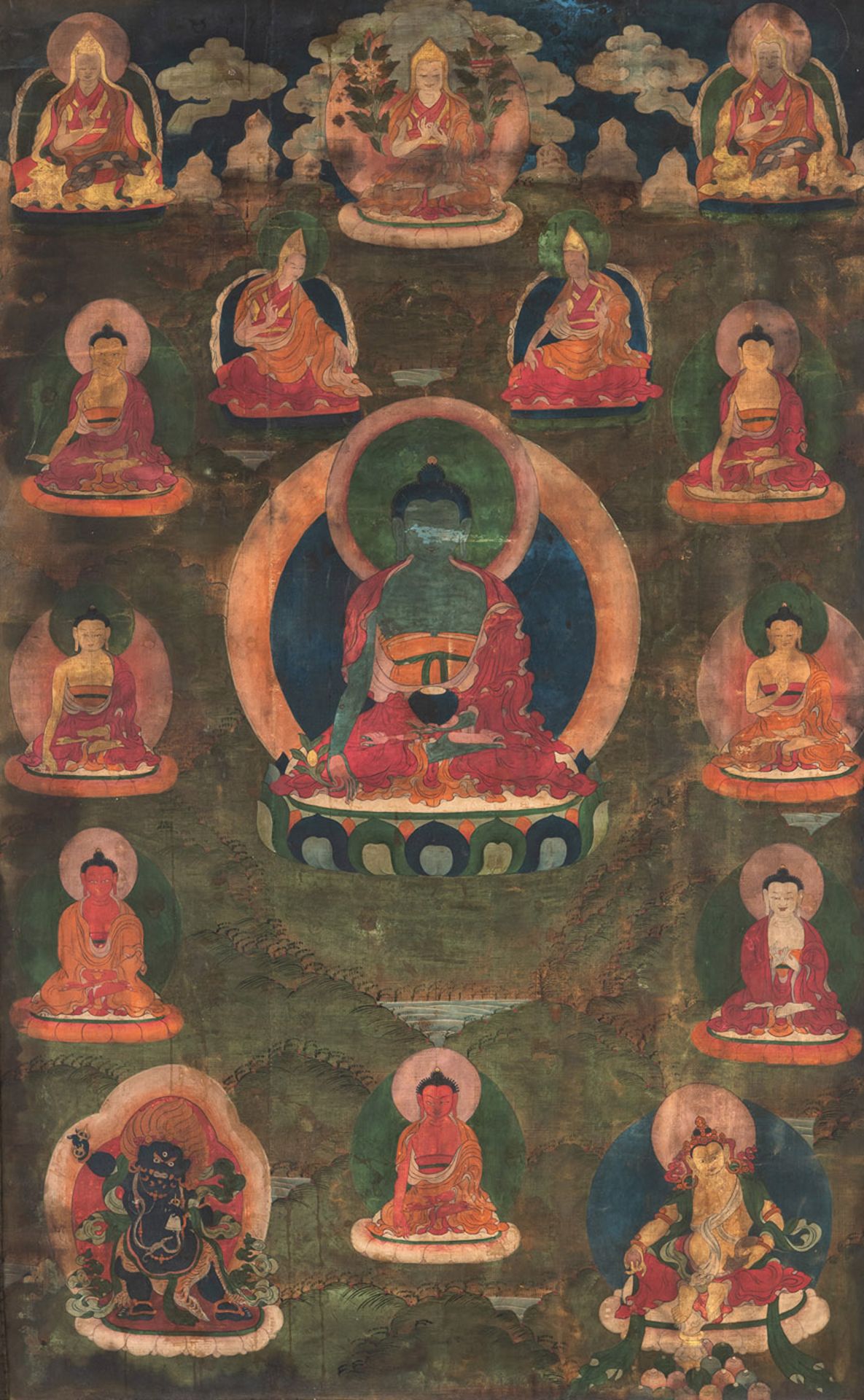 Thangka des Buddha Shakyamuni und Thangka des Avalokiteshvara und Shakyamuni