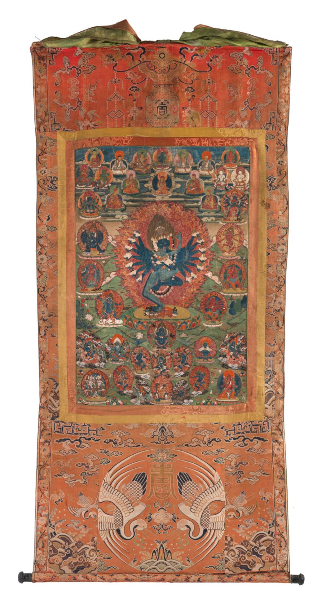 A THANGKA WITH SUPERB BROCADE MOUNTS OF HEVAJRA AND NAIRATMYA - Image 3 of 8