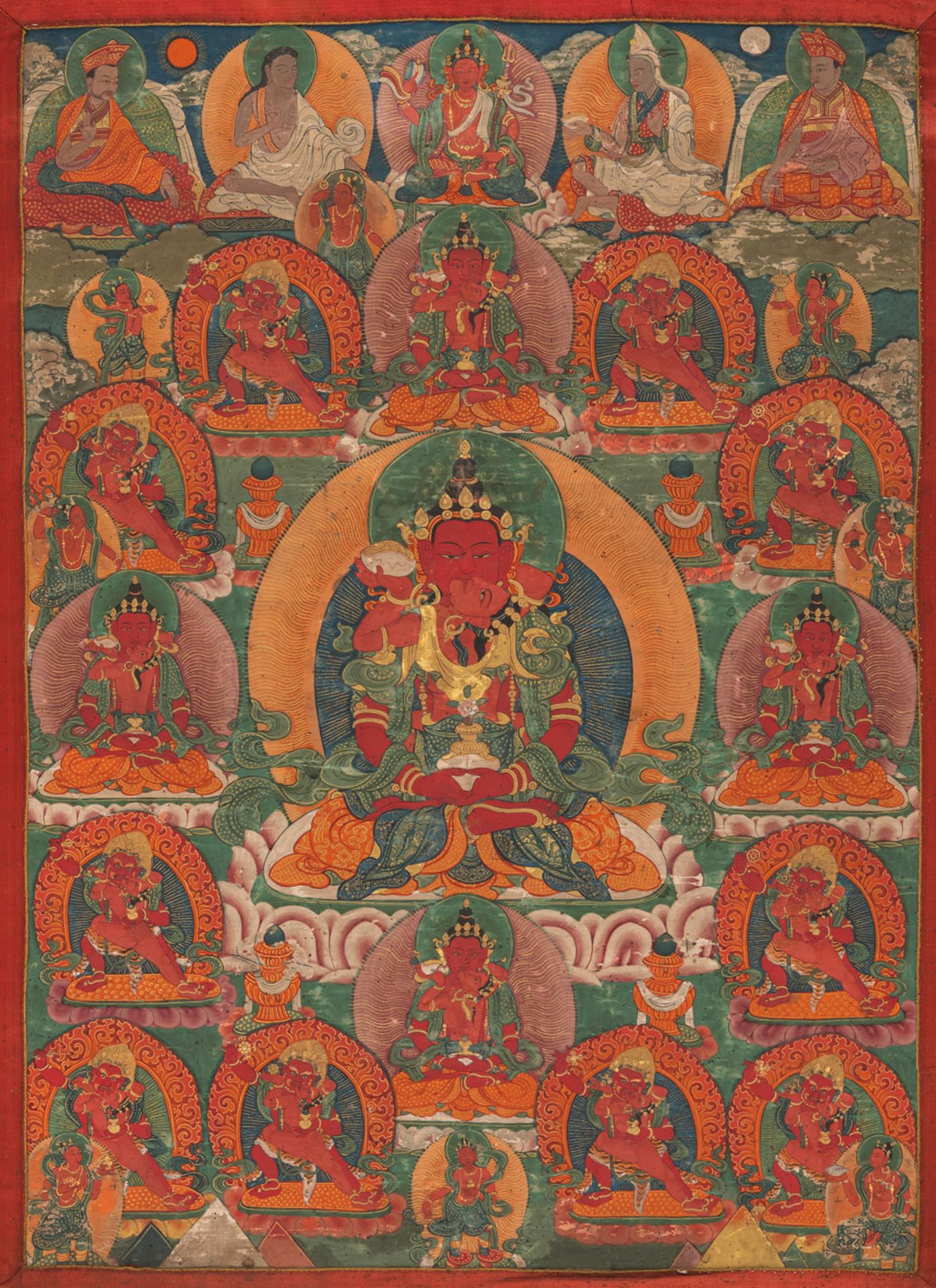 A THANGKA DEPICTING AN ESOTERIC FORM OF AMITAYUS