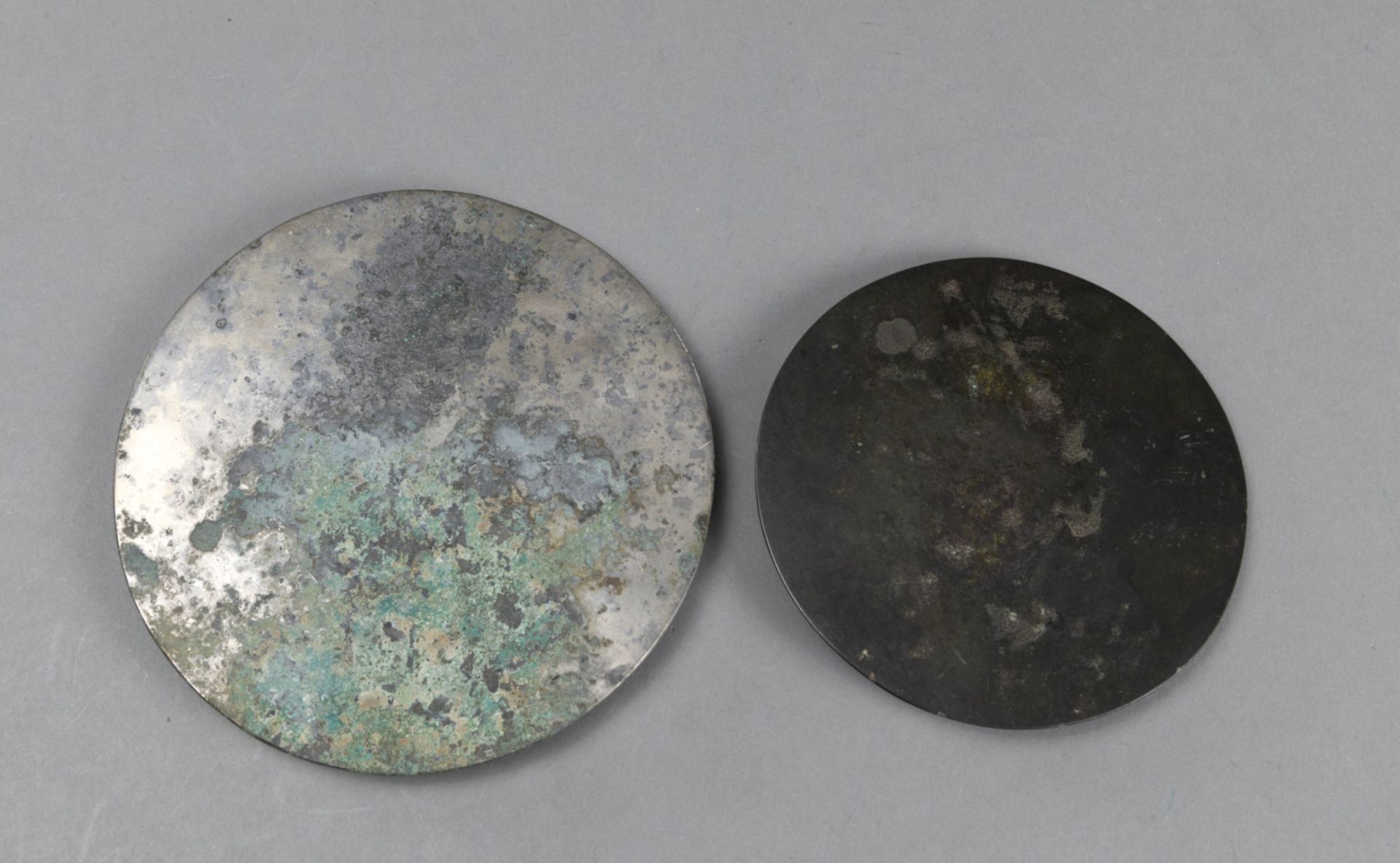 TWO BRONZE MIRROS WITH INSCRIPTIONS - Image 2 of 3