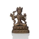 Bronze des Manjushri auf einem Lotus