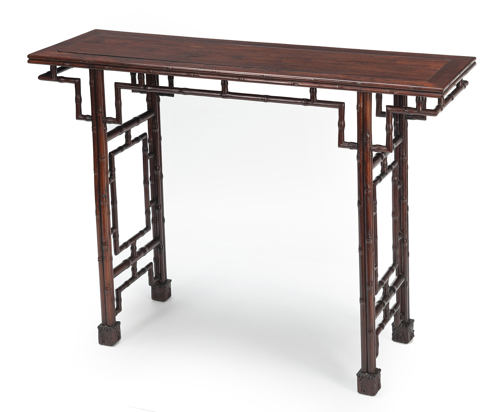 AN ALTAR TABLE WITH BAMBOO DECORATION