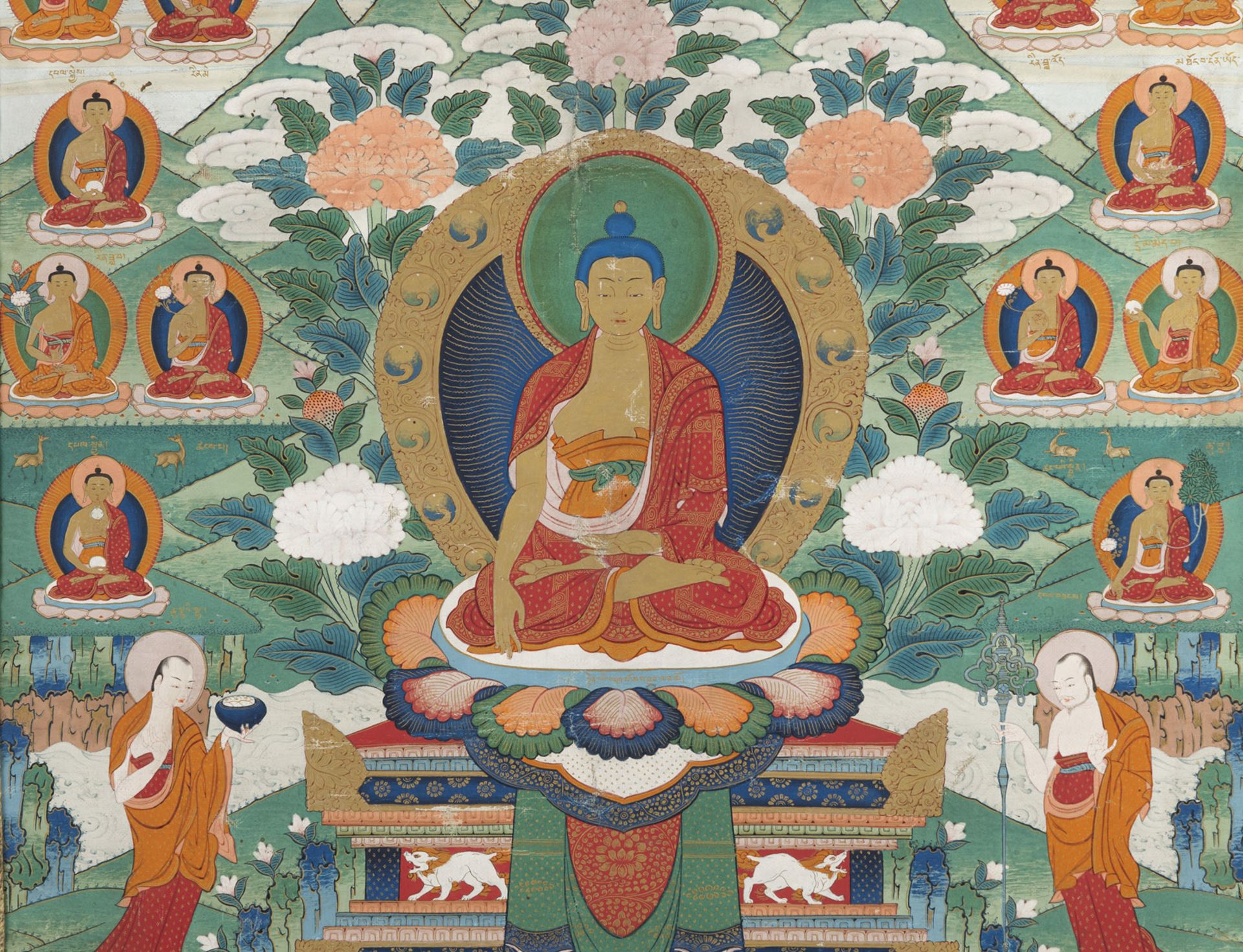 Feines Thangka des Buddha Shakyamuni in Seidenmotnierung - Bild 4 aus 6
