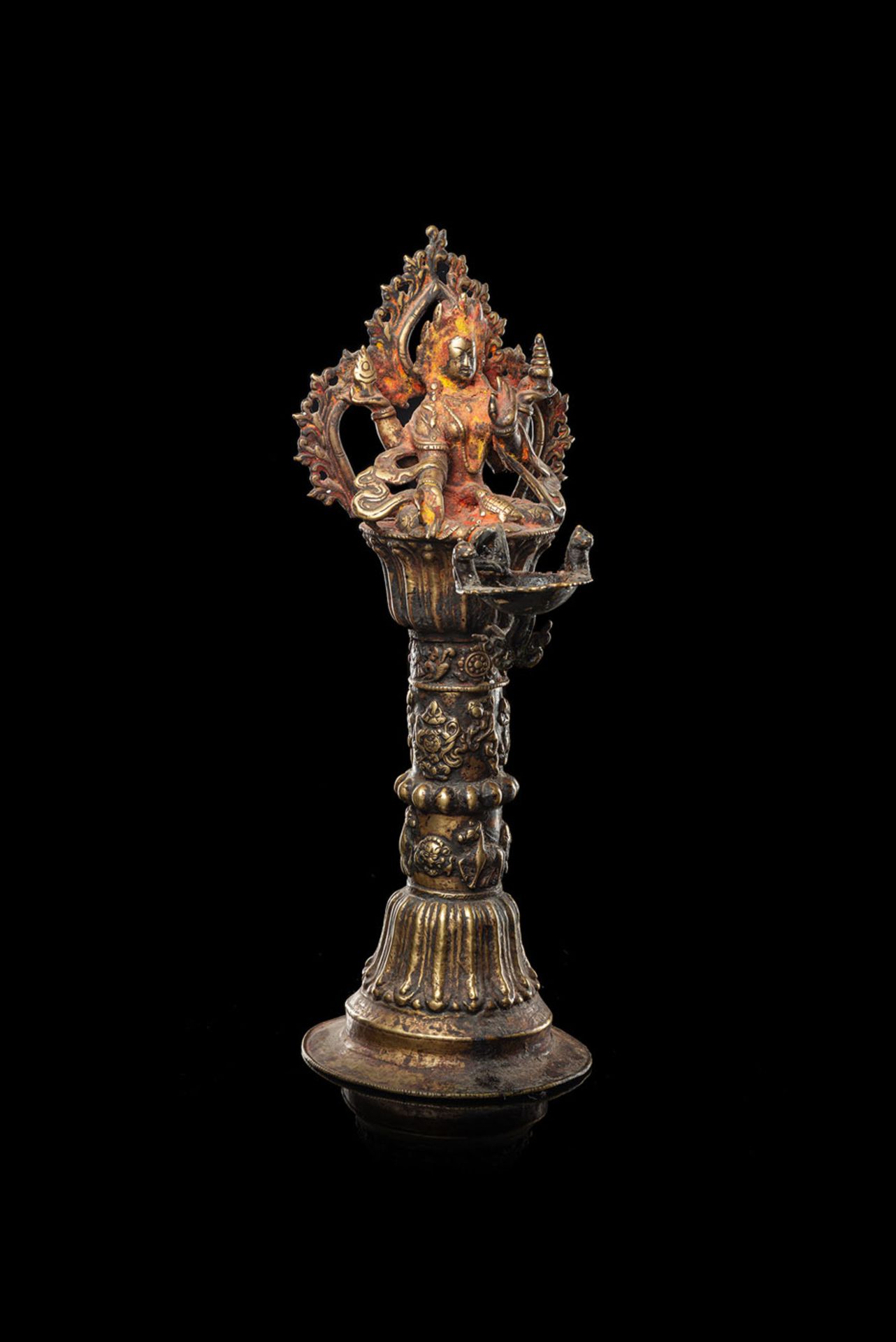 A BRONZE OILLAMP - Image 2 of 2