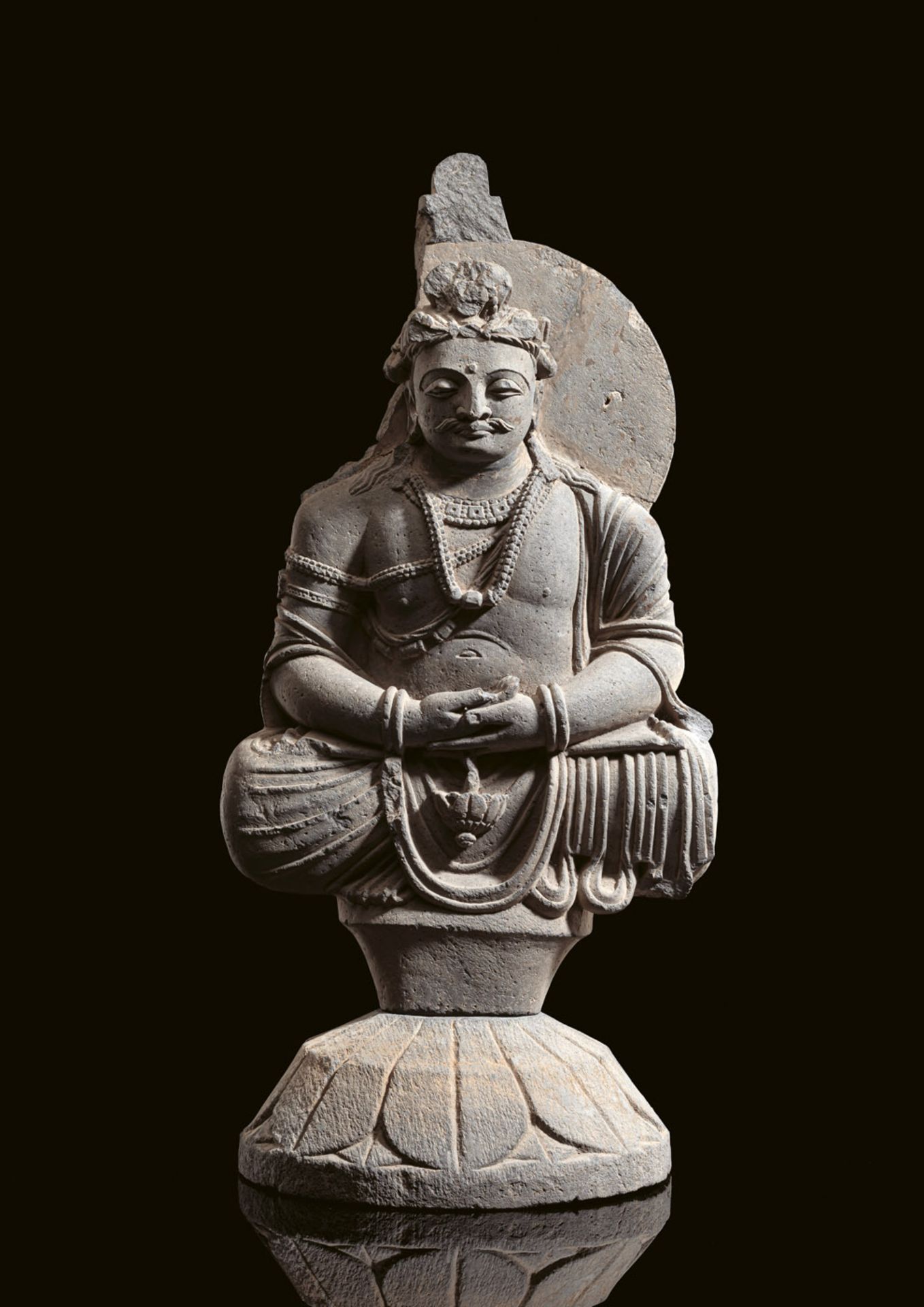 A FINE GREY SCHIST FIGURE OF AVALOKITESHVARA