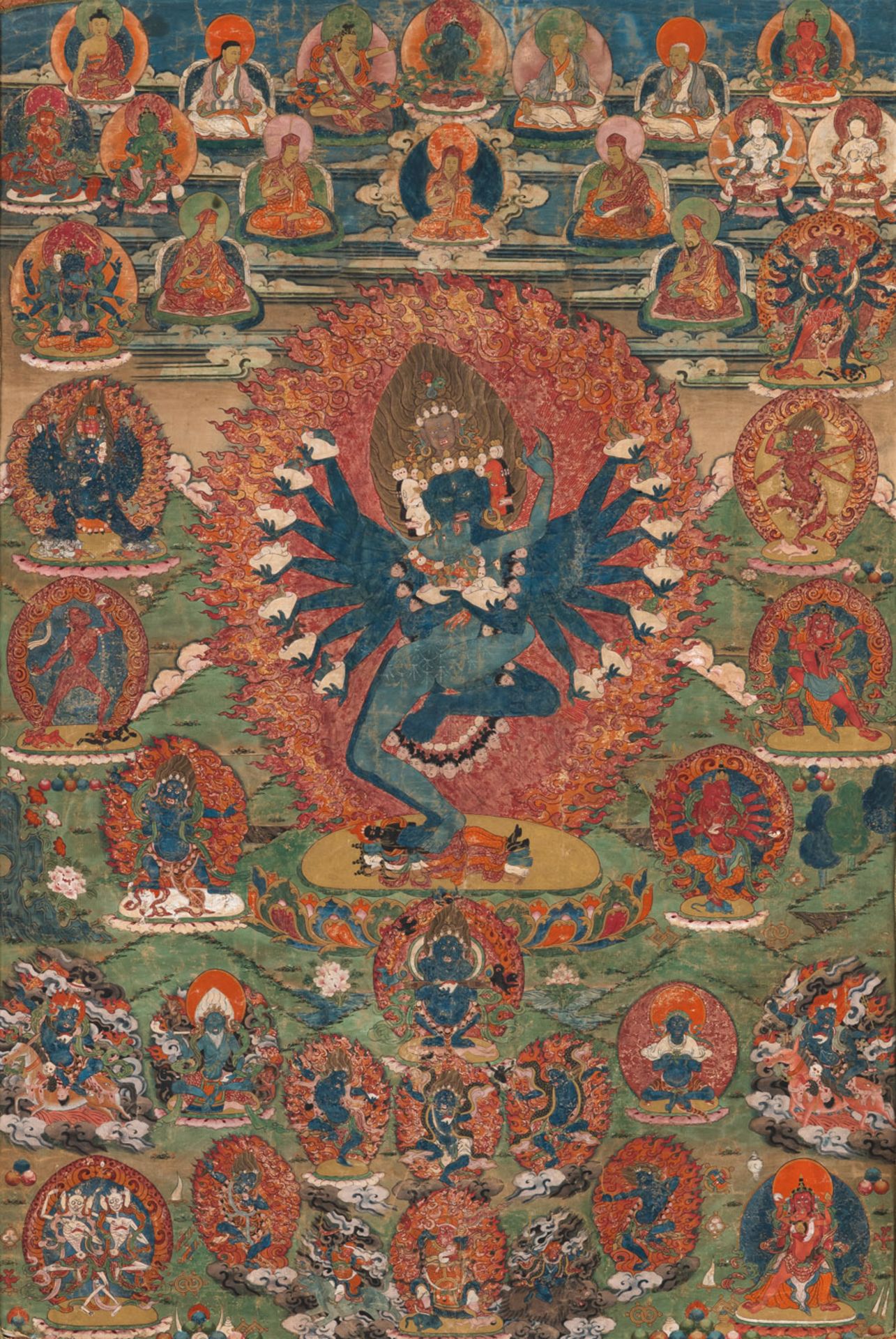 A THANGKA WITH SUPERB BROCADE MOUNTS OF HEVAJRA AND NAIRATMYA - Image 4 of 8