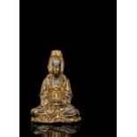 Lackvergoldete Bronze des Guanyin