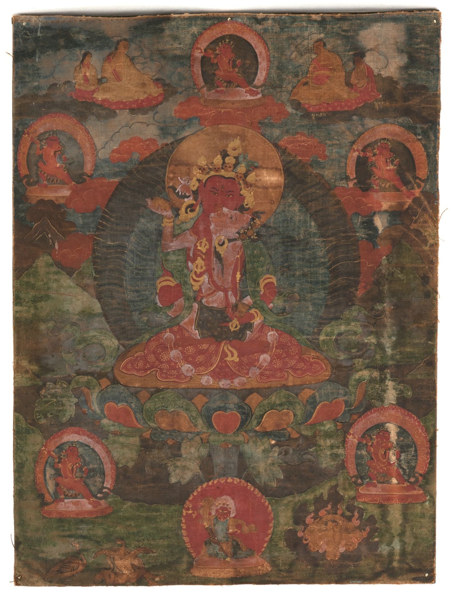 A THANGKA DEPICTING VAJRASATTVA IN YAB-YUM