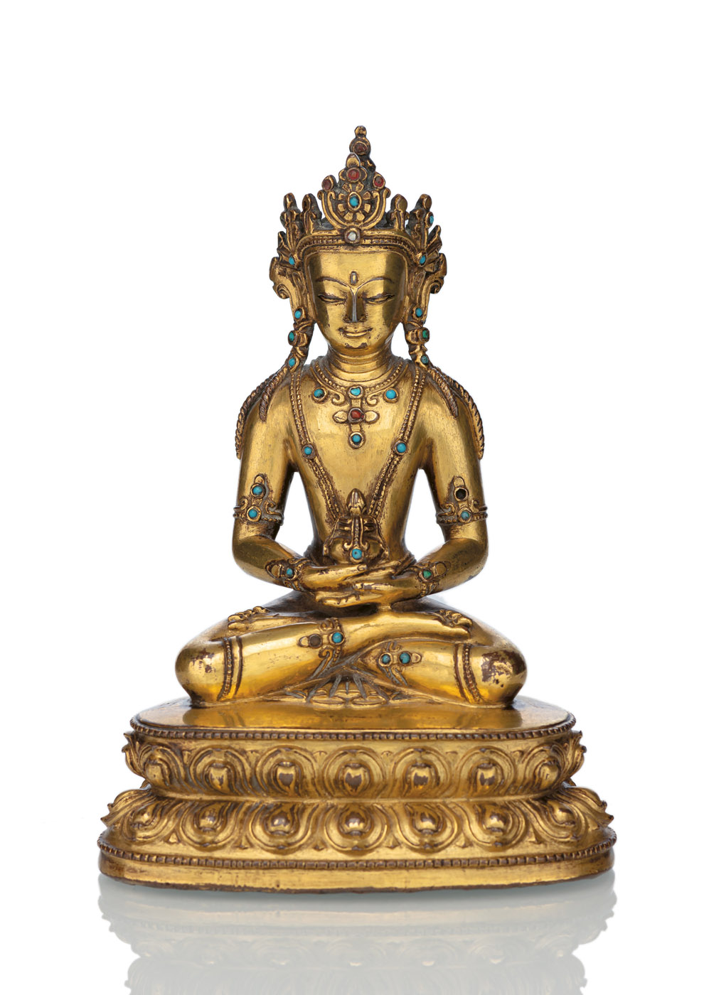 A GILT-BRONZE FIGURE OF AMITAYUS