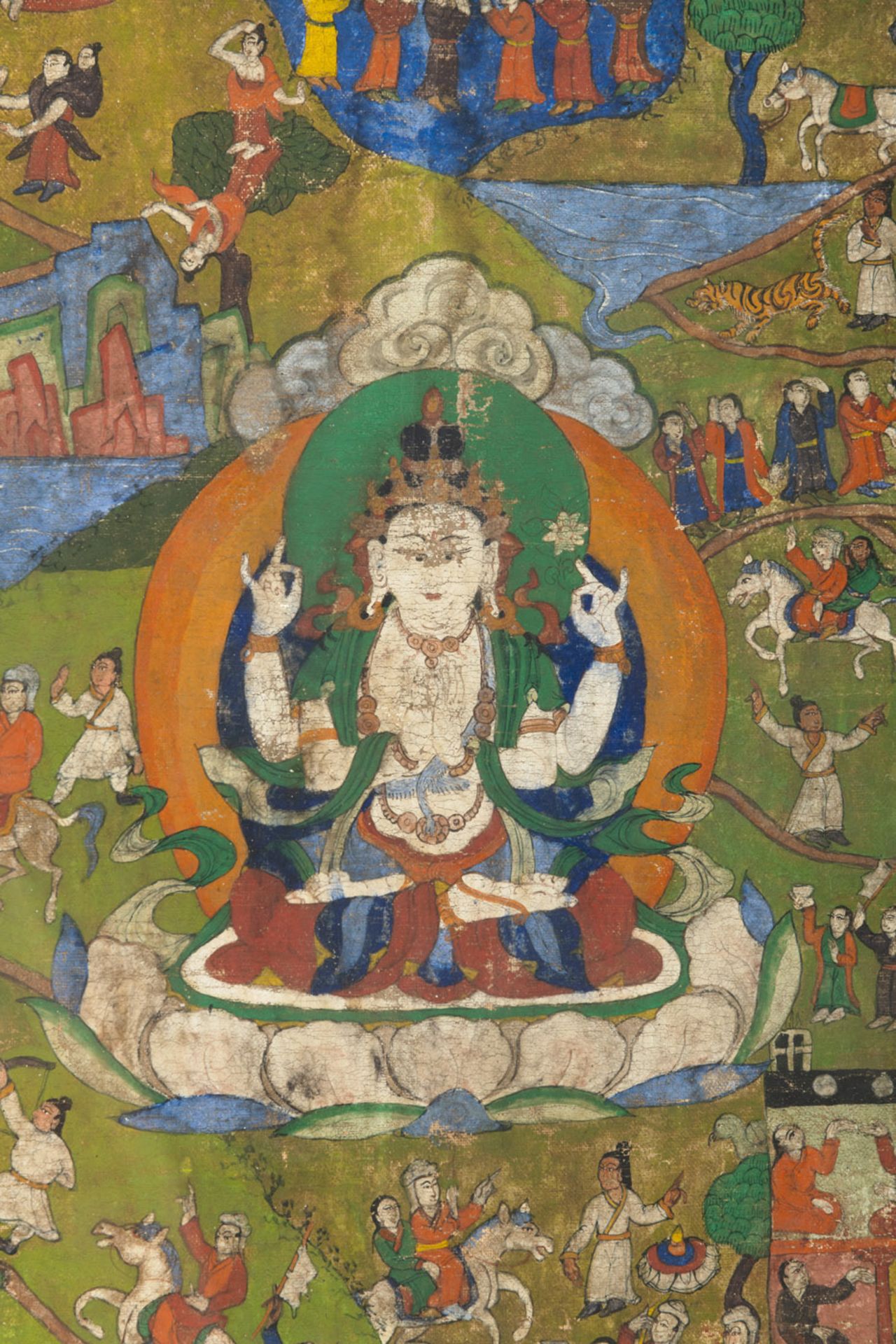Avalokiteshvara Shadakshari umgeben von narrativen Szenen - Bild 3 aus 3