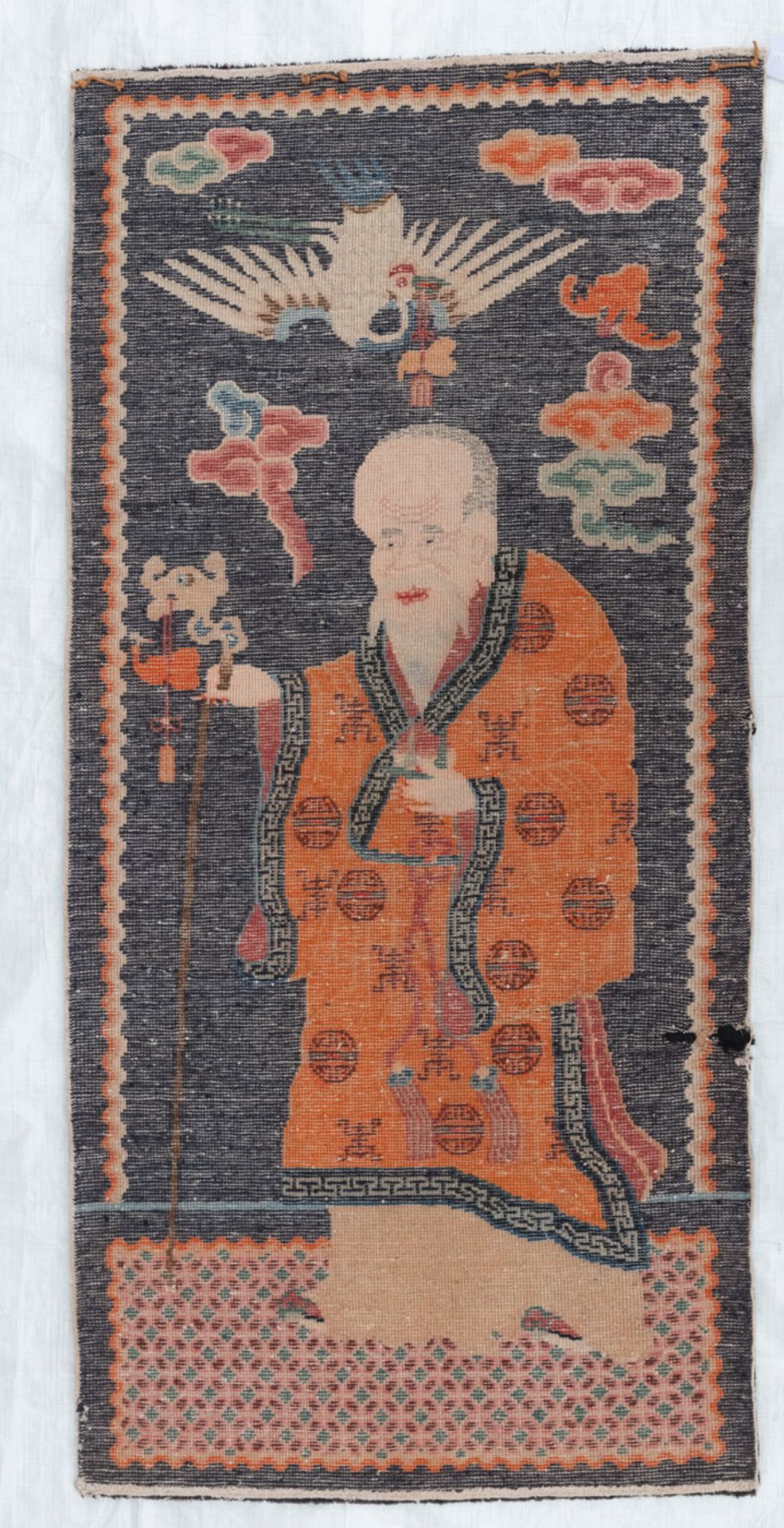 A Paotou Rug depicting Shoulao - Image 5 of 5