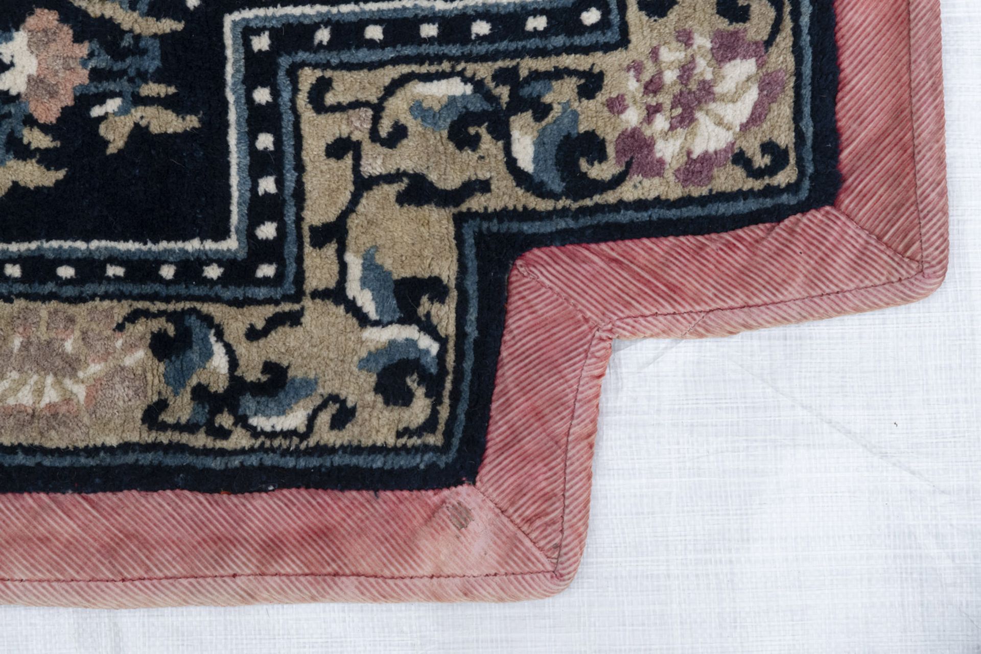 TWO CHINESE CARPETS FOR THE TIBETAN MARKET AND A TIBETAN SADDLE COVER - Image 2 of 9