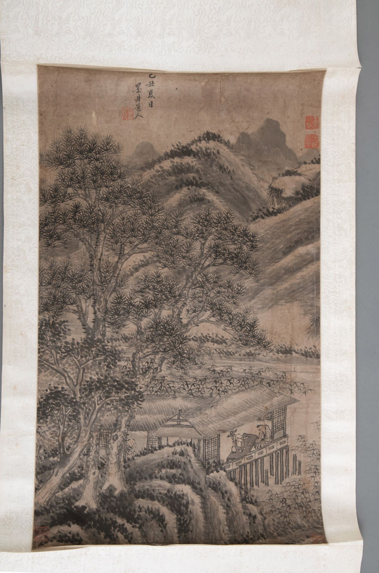 A GROUP OF HANGING SCROLLS DEPICTING MOUNTAIN LANDSCAPES AND A CALLIGRAPHY - Image 9 of 11