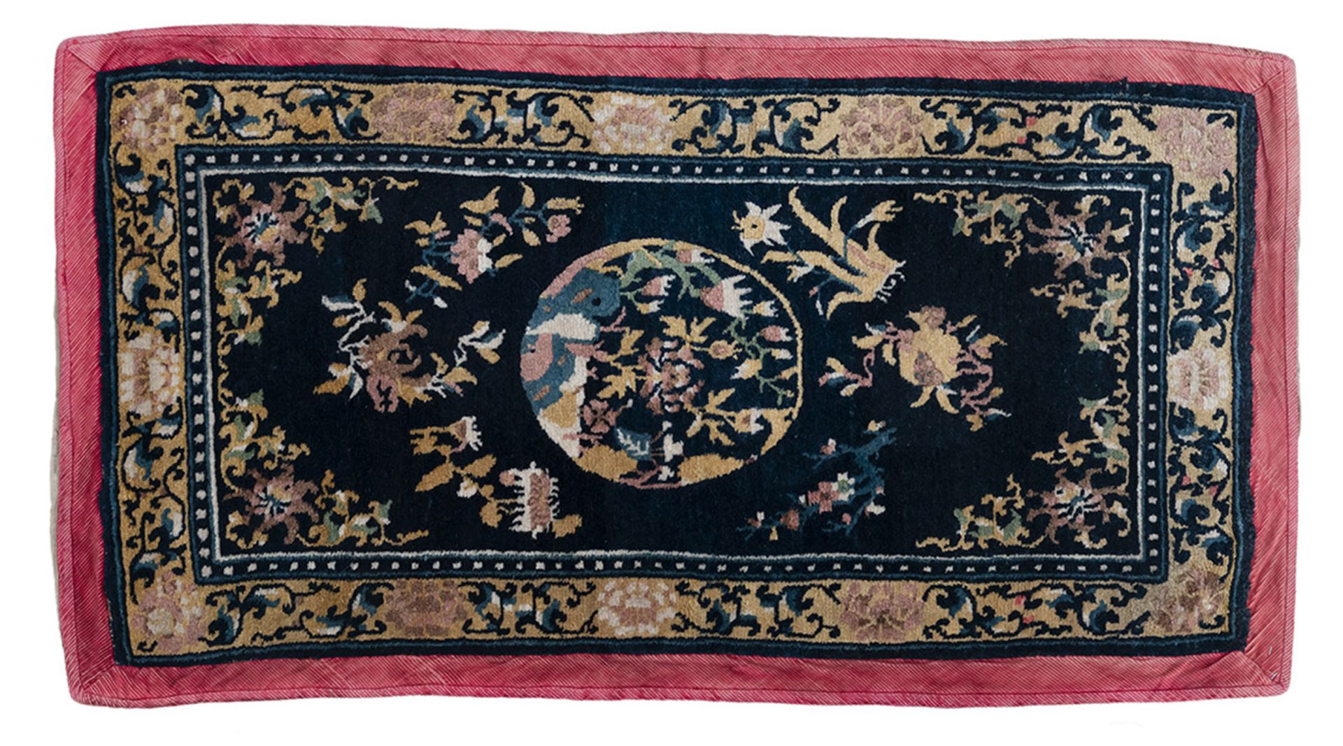 TWO CHINESE CARPETS FOR THE TIBETAN MARKET AND A TIBETAN SADDLE COVER - Image 7 of 9